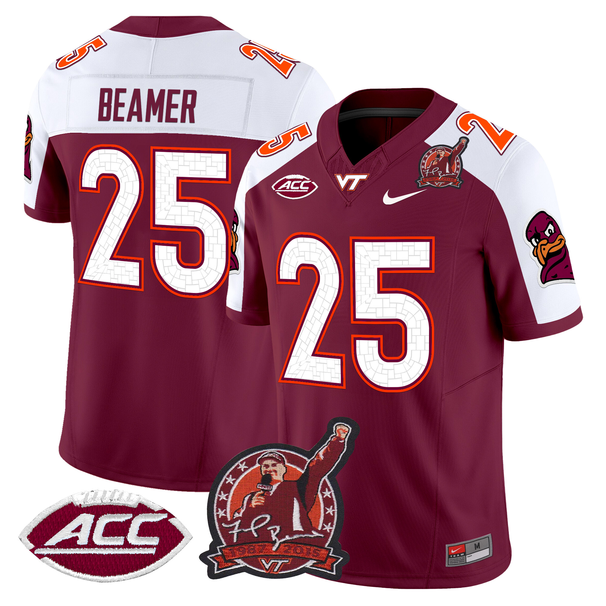 Men's Virginia Tech Hokies Coach Frank Beamer Patch 2024 Vapor Limited Jersey V2 - All Stitched