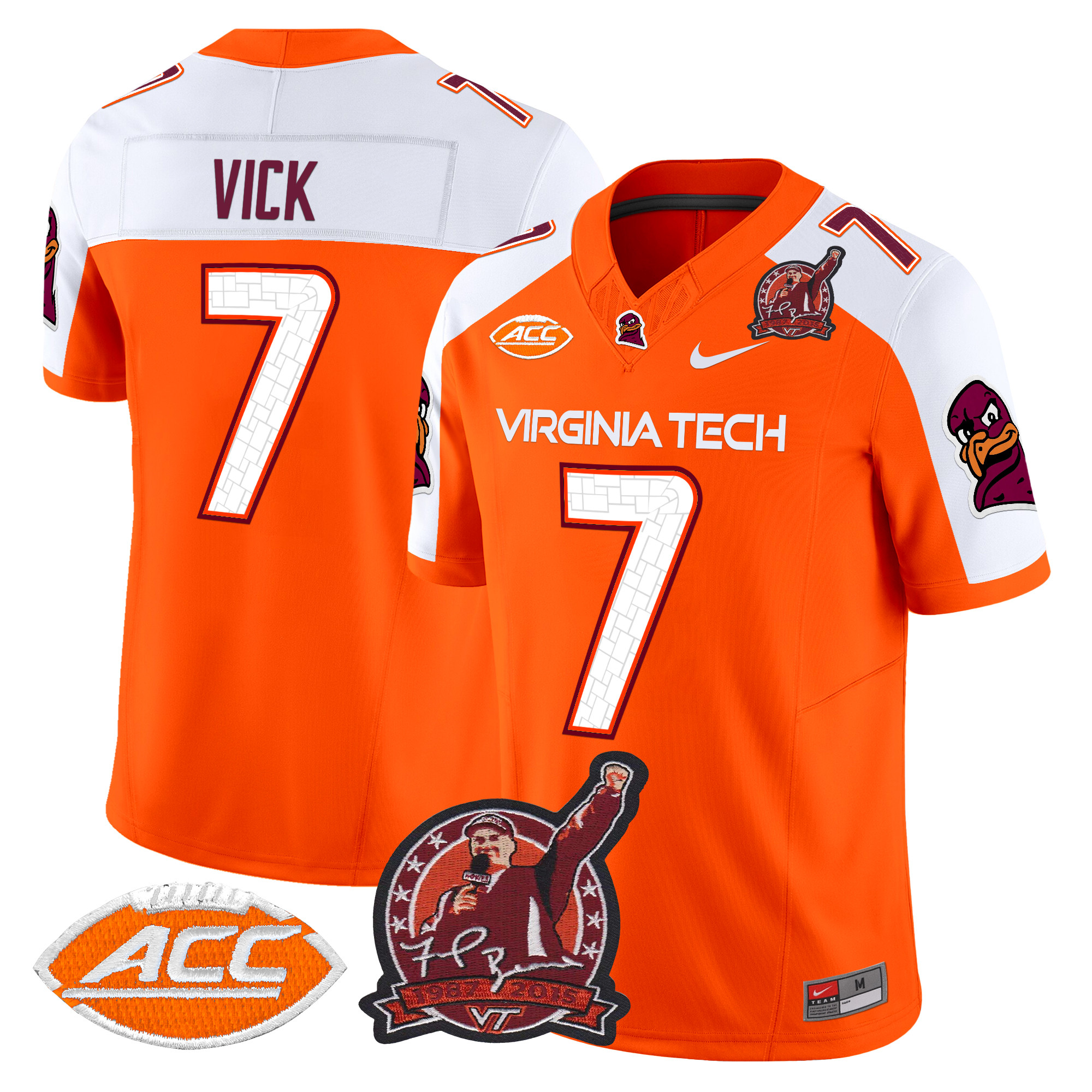Men's Virginia Tech Hokies Coach Frank Beamer Patch 2024 Vapor Limited Jersey V2 - All Stitched