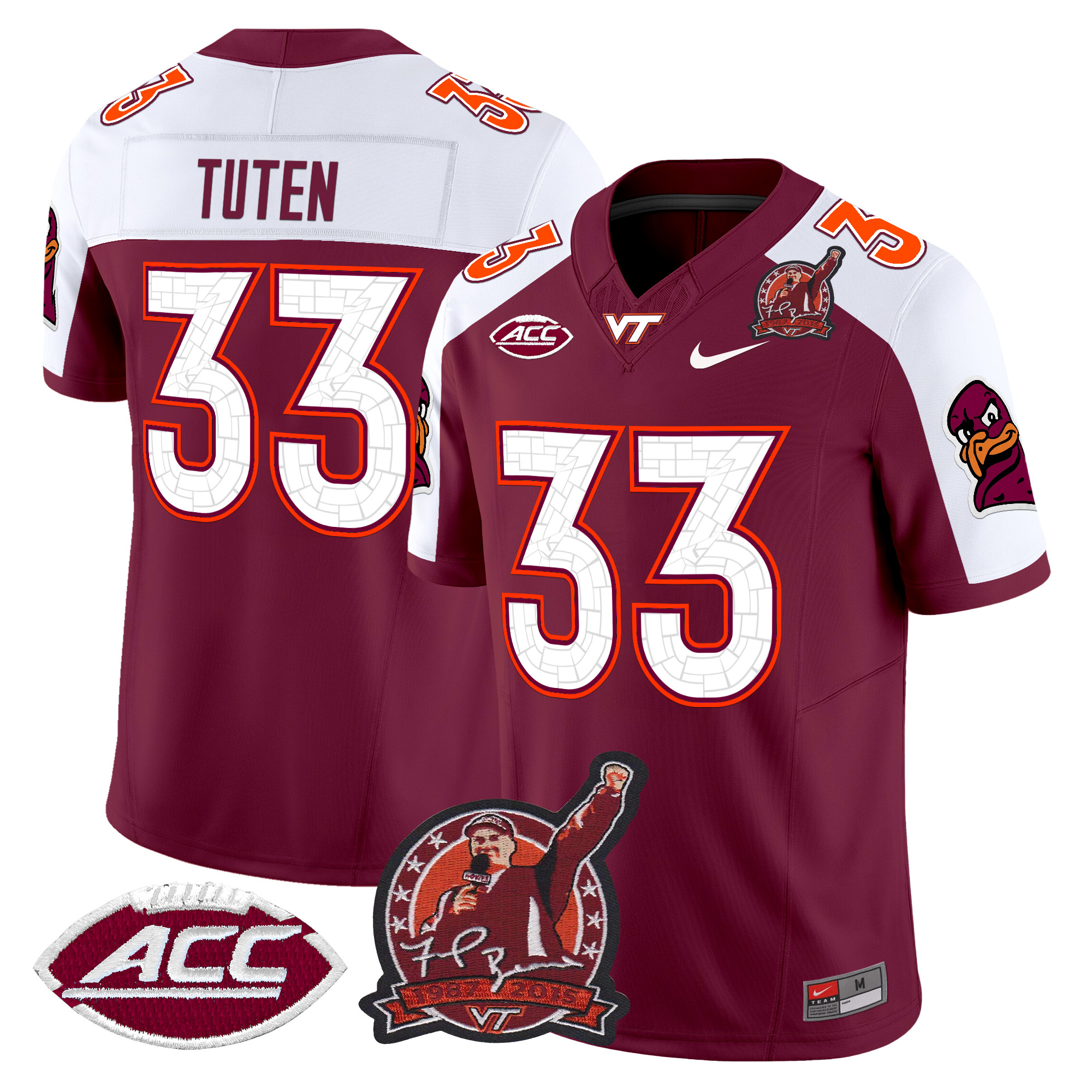 Men's Virginia Tech Hokies Coach Frank Beamer Patch 2024 Vapor Limited Jersey V2 - All Stitched