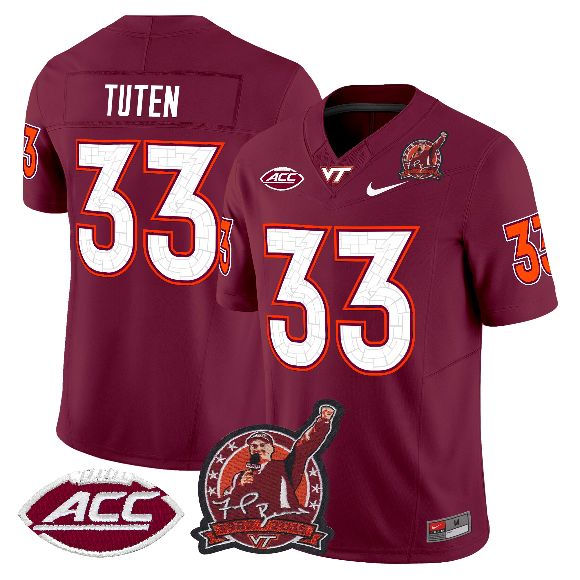 Men's Virginia Tech Hokies Coach Frank Beamer Patch 2024 Vapor Limited Jersey V2 - All Stitched