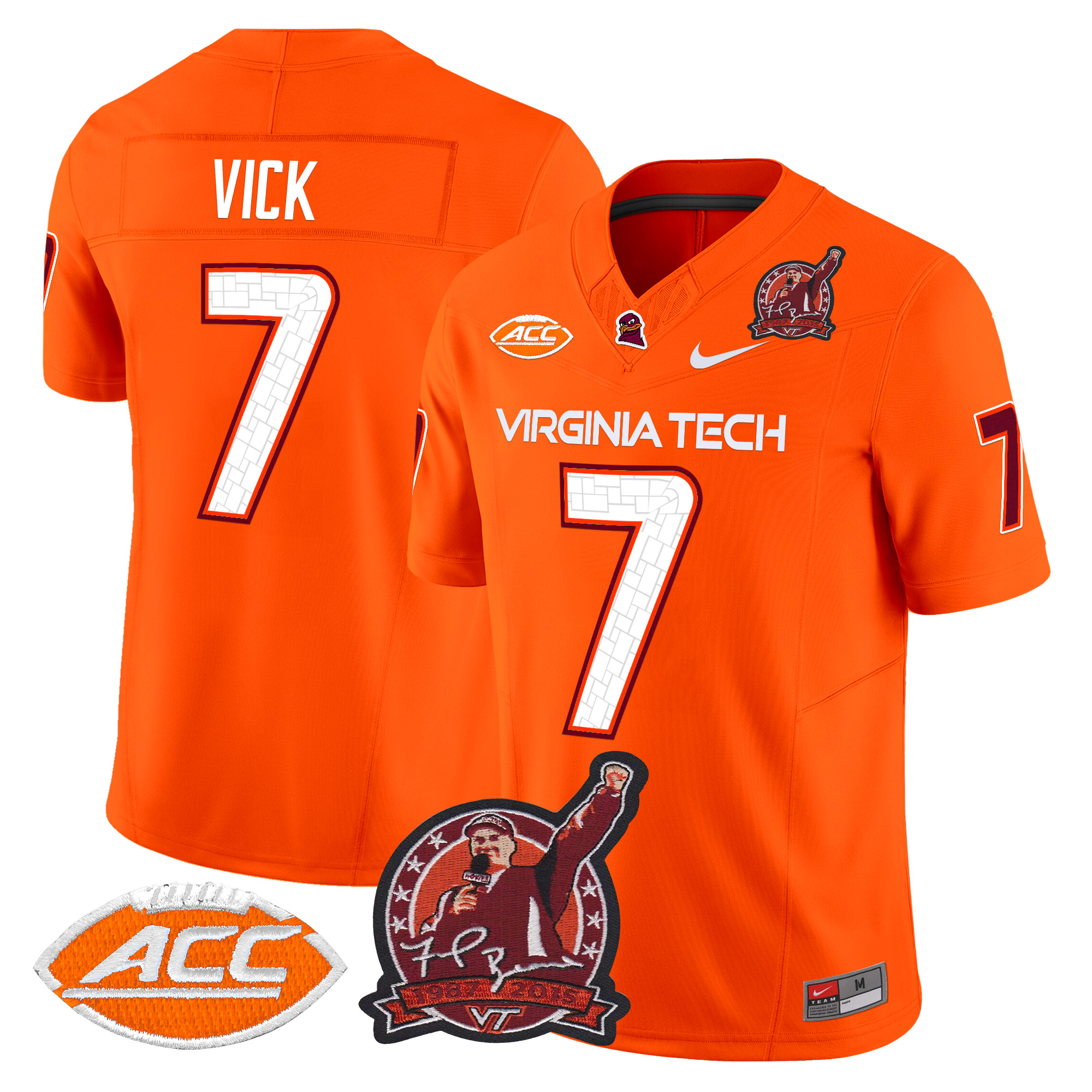Men's Virginia Tech Hokies Coach Frank Beamer Patch 2024 Vapor Limited Jersey V2 - All Stitched