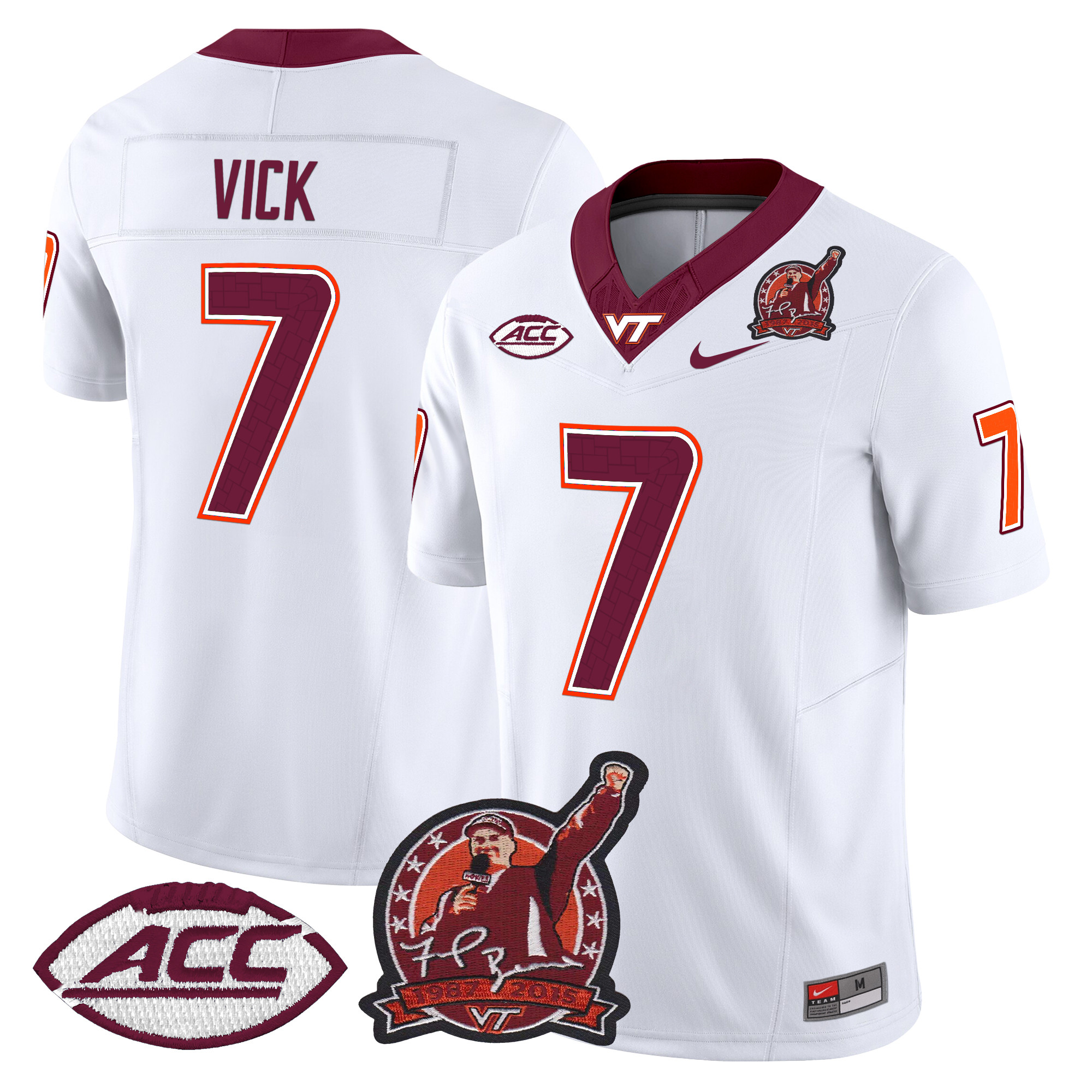 Men's Virginia Tech Hokies Coach Frank Beamer Patch 2024 Vapor Limited Jersey V2 - All Stitched