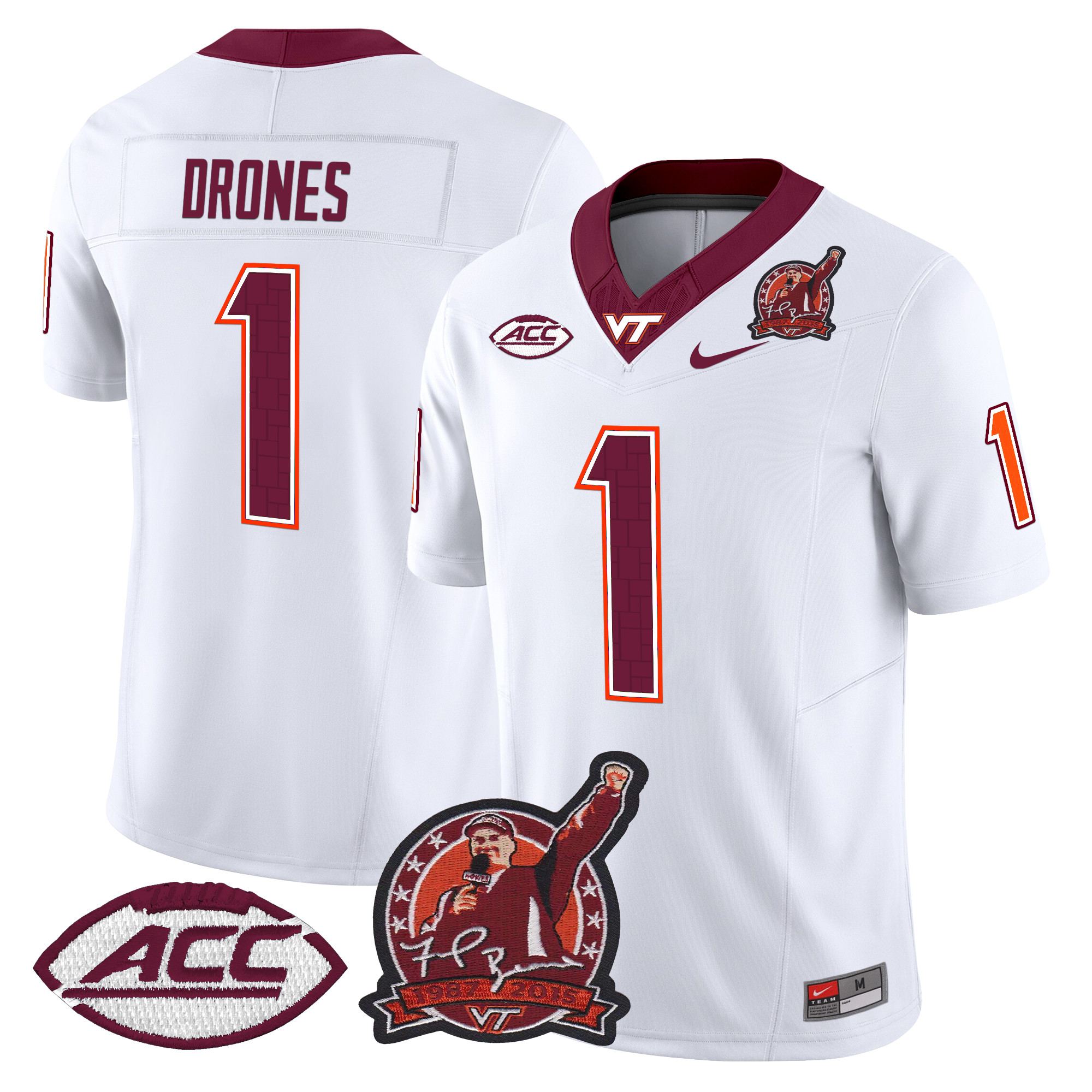 Men's Virginia Tech Hokies Coach Frank Beamer Patch 2024 Vapor Limited Jersey V2 - All Stitched