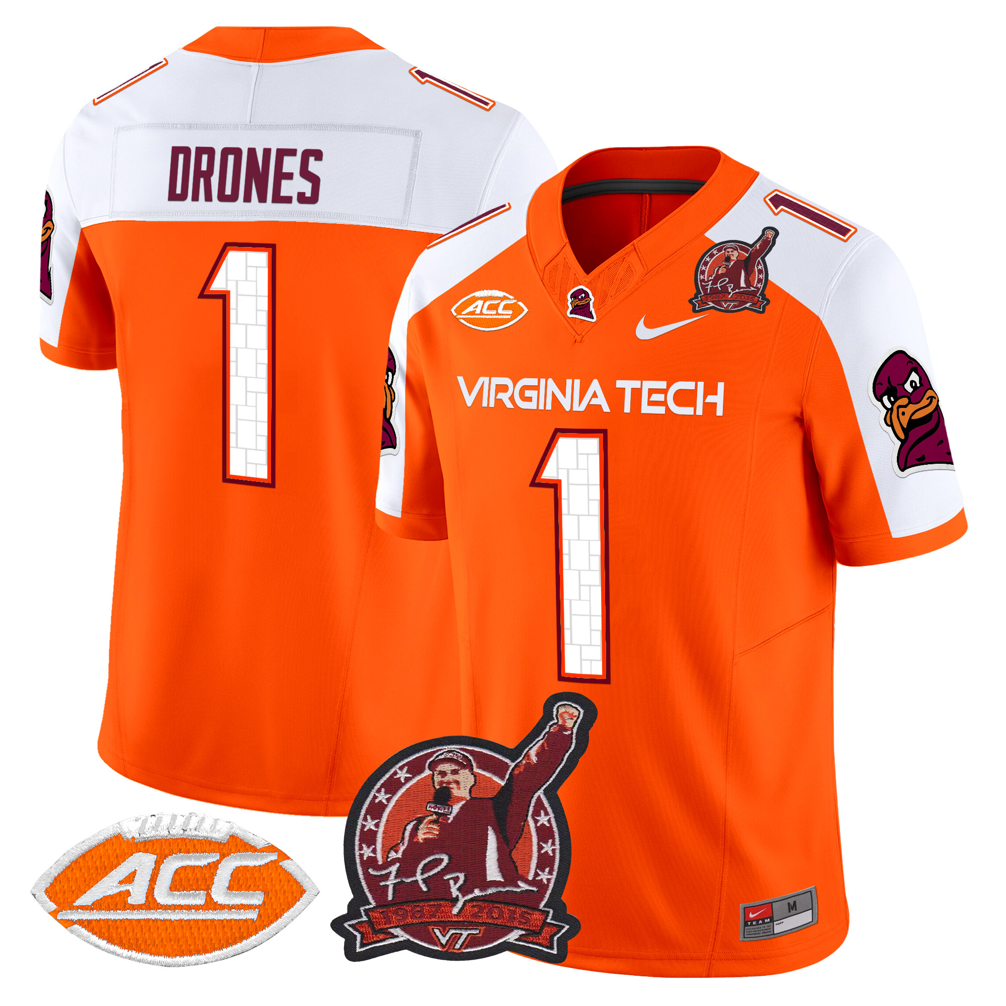 Men's Virginia Tech Hokies Coach Frank Beamer Patch 2024 Vapor Limited Jersey V2 - All Stitched