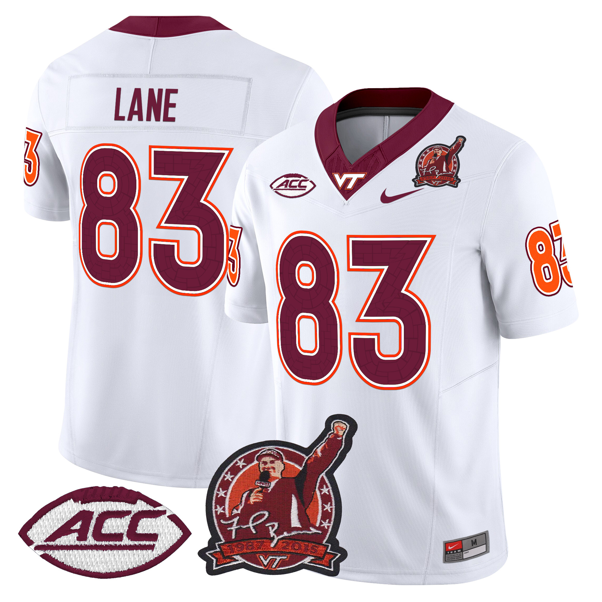 Men's Virginia Tech Hokies Coach Frank Beamer Patch 2024 Vapor Limited Jersey V2 - All Stitched