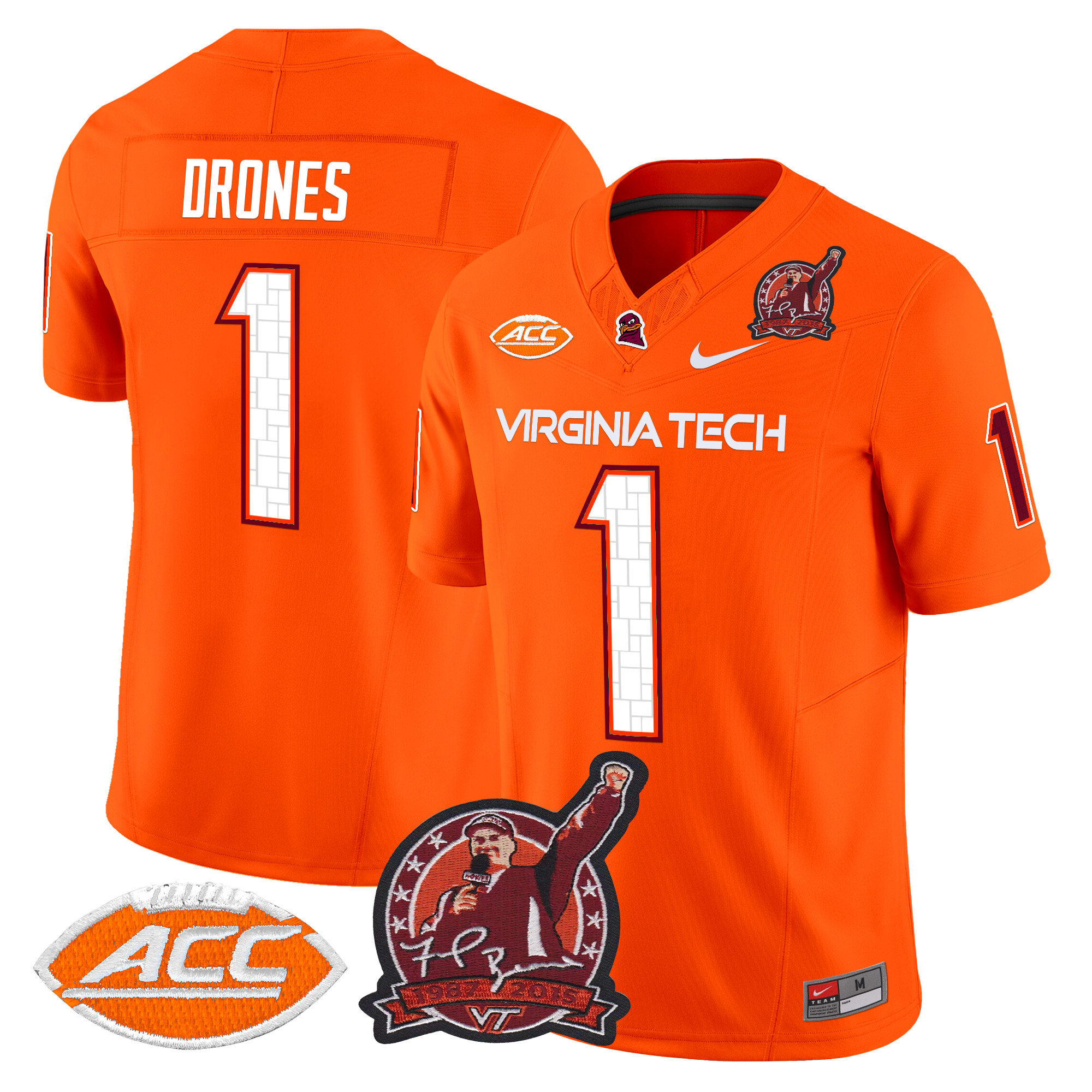 Men's Virginia Tech Hokies Coach Frank Beamer Patch 2024 Vapor Limited Jersey V2 - All Stitched