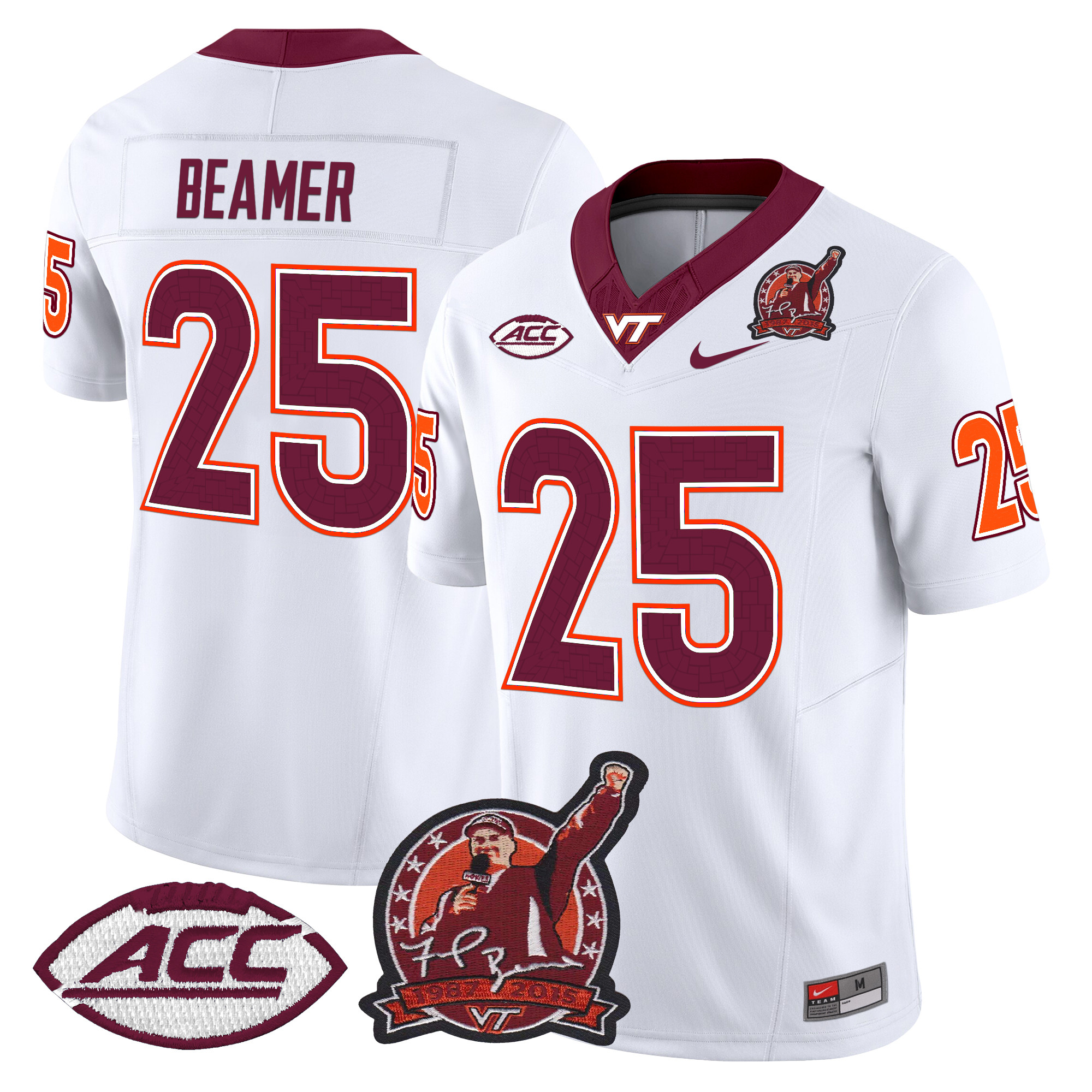 Men's Virginia Tech Hokies Coach Frank Beamer Patch 2024 Vapor Limited Jersey V2 - All Stitched