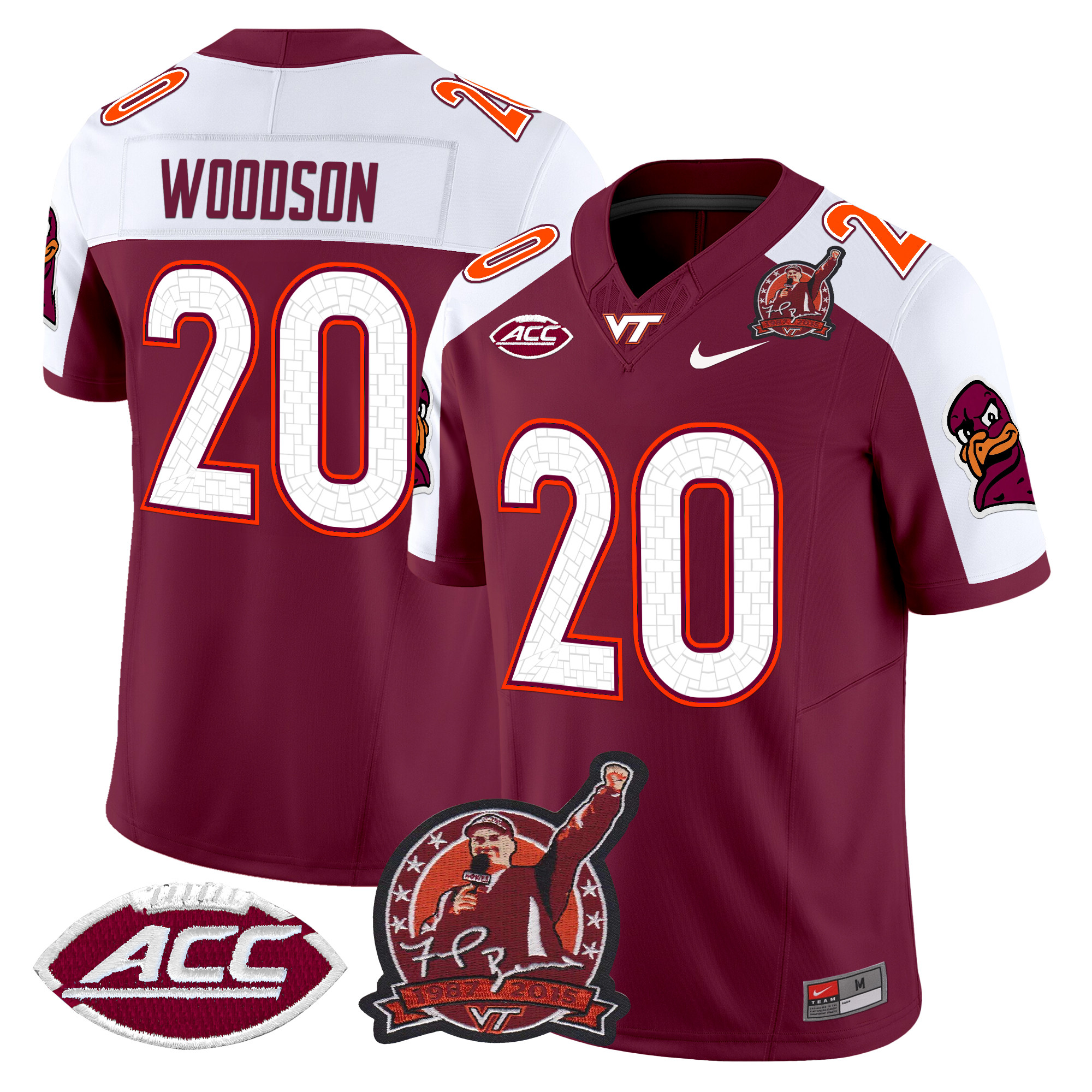 Men's Virginia Tech Hokies Coach Frank Beamer Patch 2024 Vapor Limited Jersey V2 - All Stitched