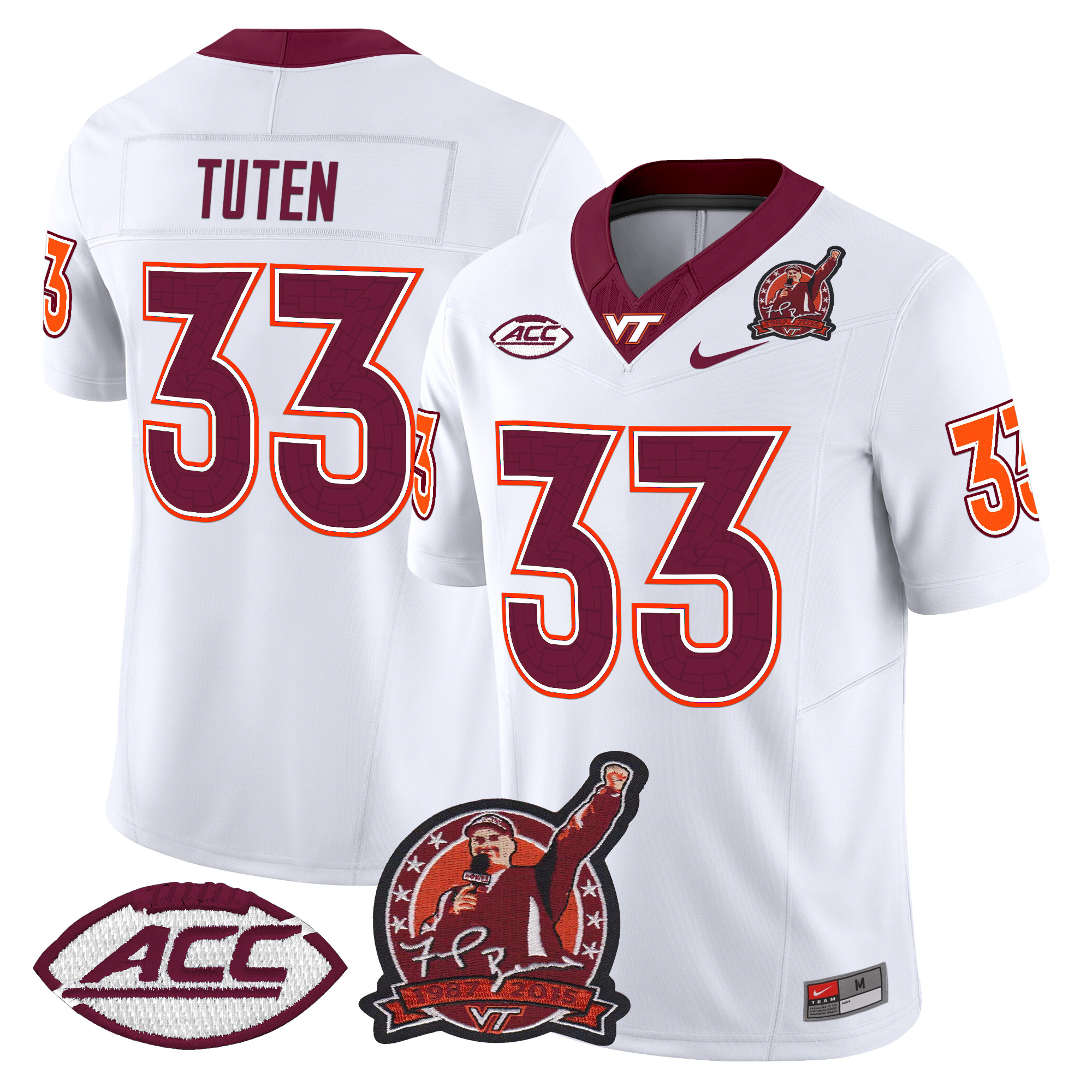 Men's Virginia Tech Hokies Coach Frank Beamer Patch 2024 Vapor Limited Jersey V2 - All Stitched