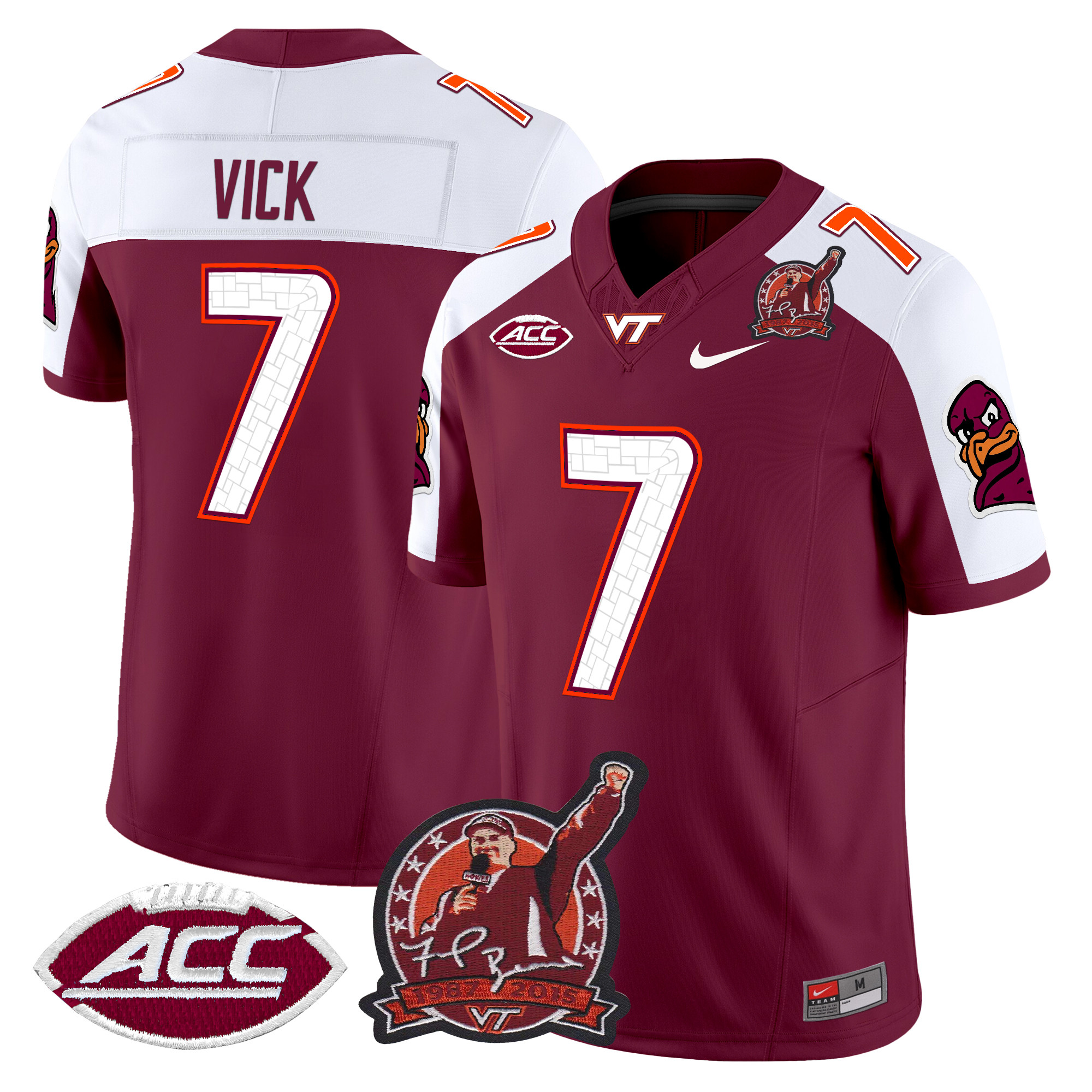 Men's Virginia Tech Hokies Coach Frank Beamer Patch 2024 Vapor Limited Jersey V2 - All Stitched