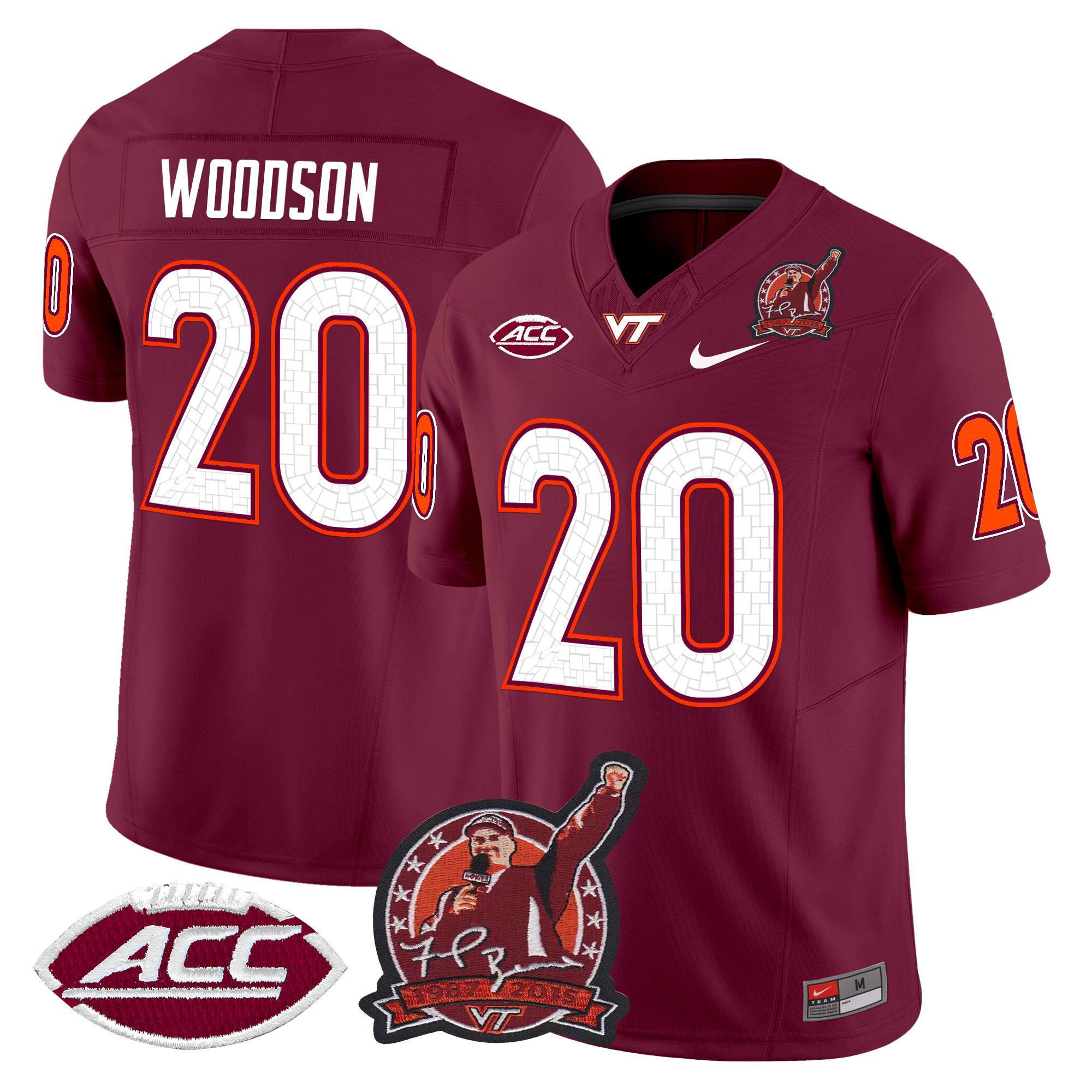 Men's Virginia Tech Hokies Coach Frank Beamer Patch 2024 Vapor Limited Jersey V2 - All Stitched