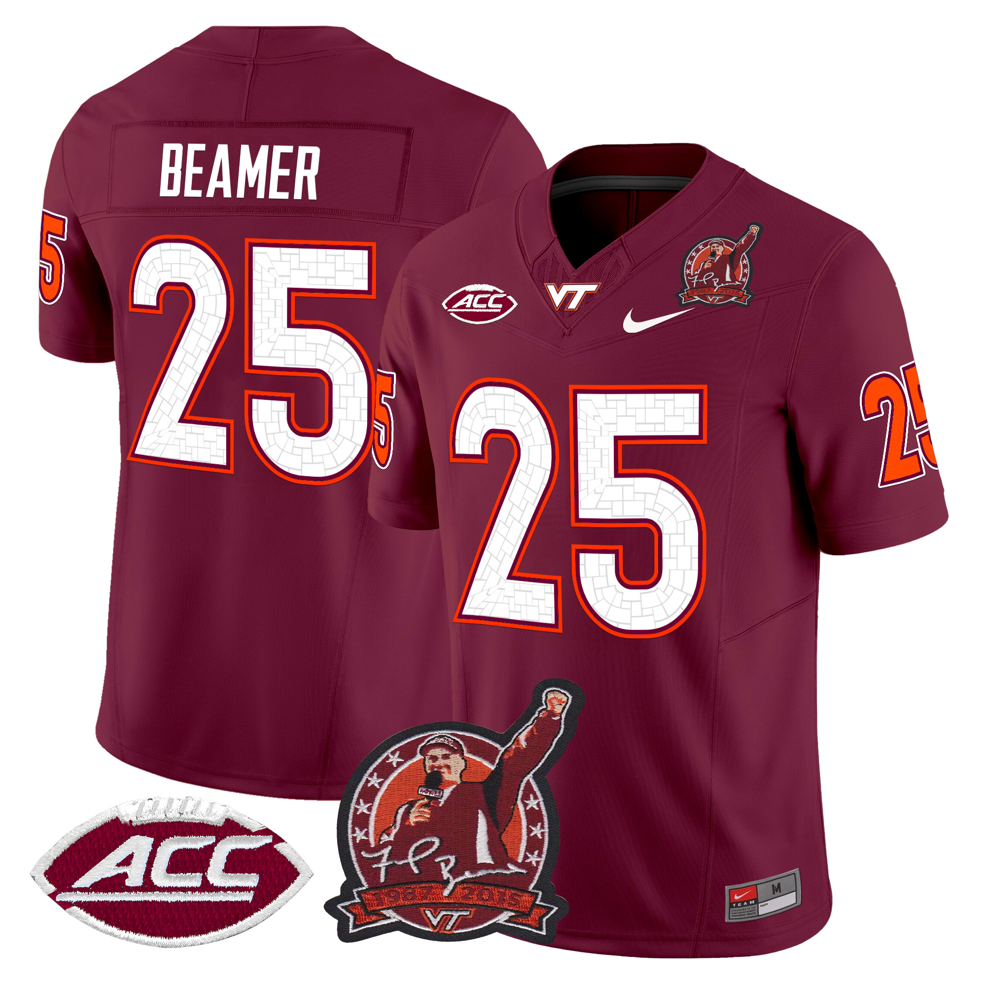 Men's Virginia Tech Hokies Coach Frank Beamer Patch 2024 Vapor Limited Jersey V2 - All Stitched