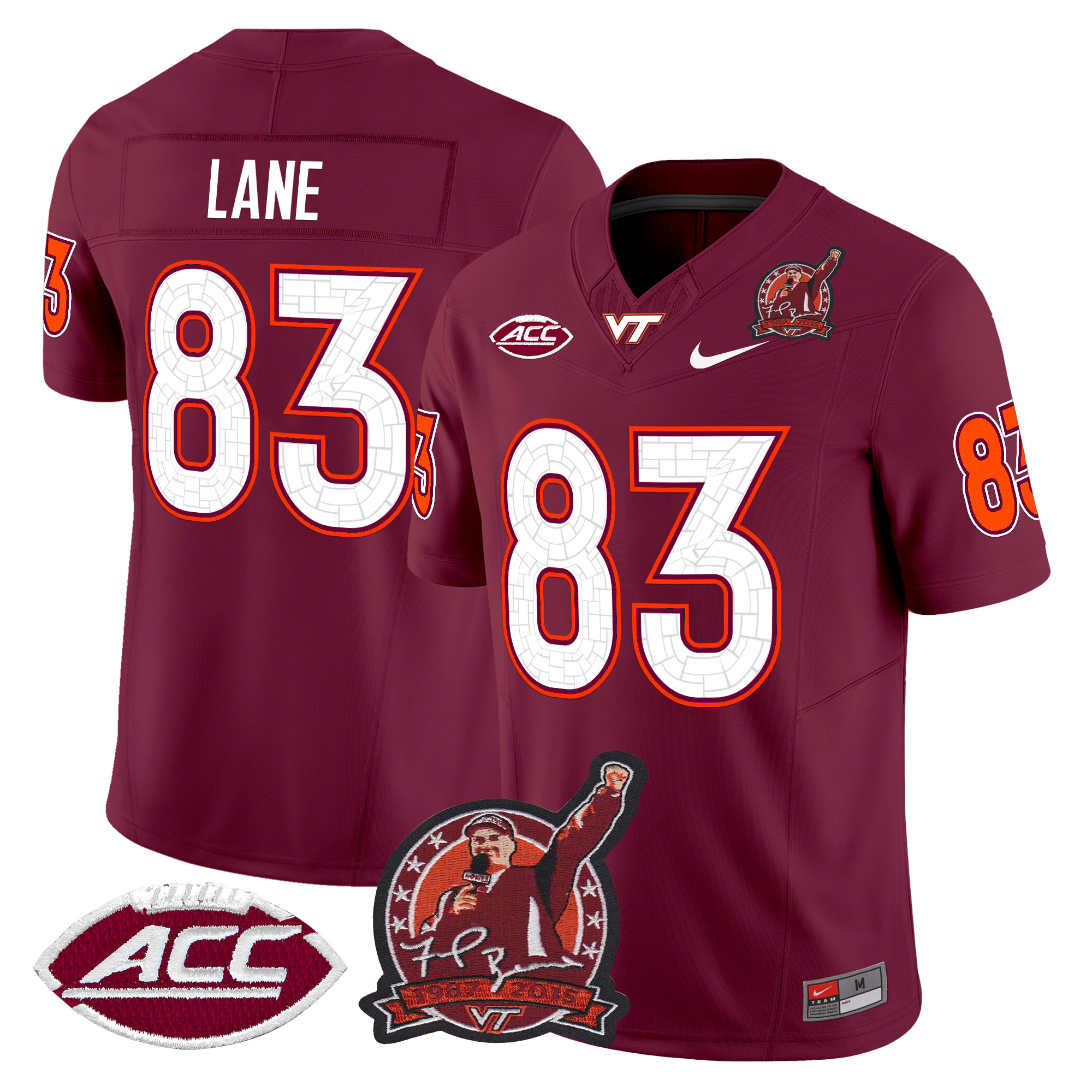 Men's Virginia Tech Hokies Coach Frank Beamer Patch 2024 Vapor Limited Jersey V2 - All Stitched
