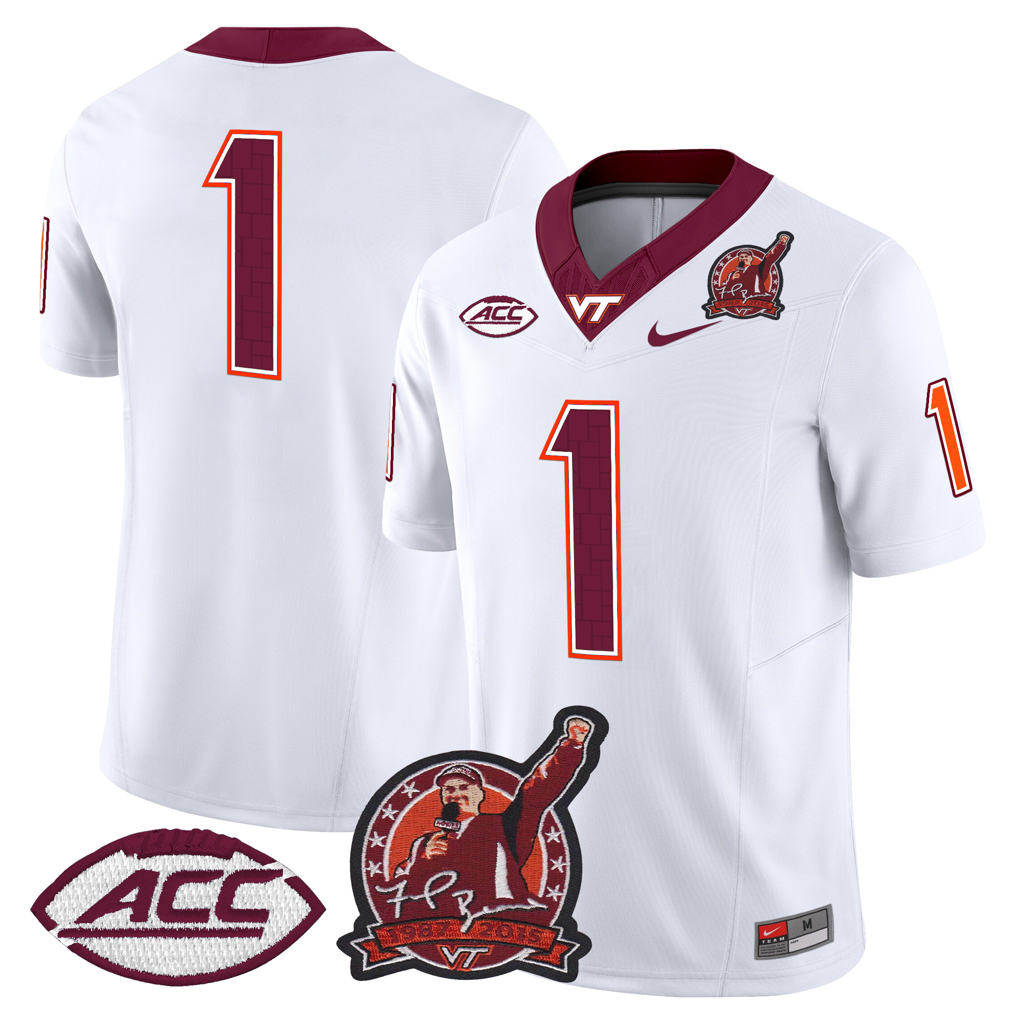 Men's Virginia Tech Hokies Coach Frank Beamer Patch 2024 Vapor Limited Jersey V2 - All Stitched