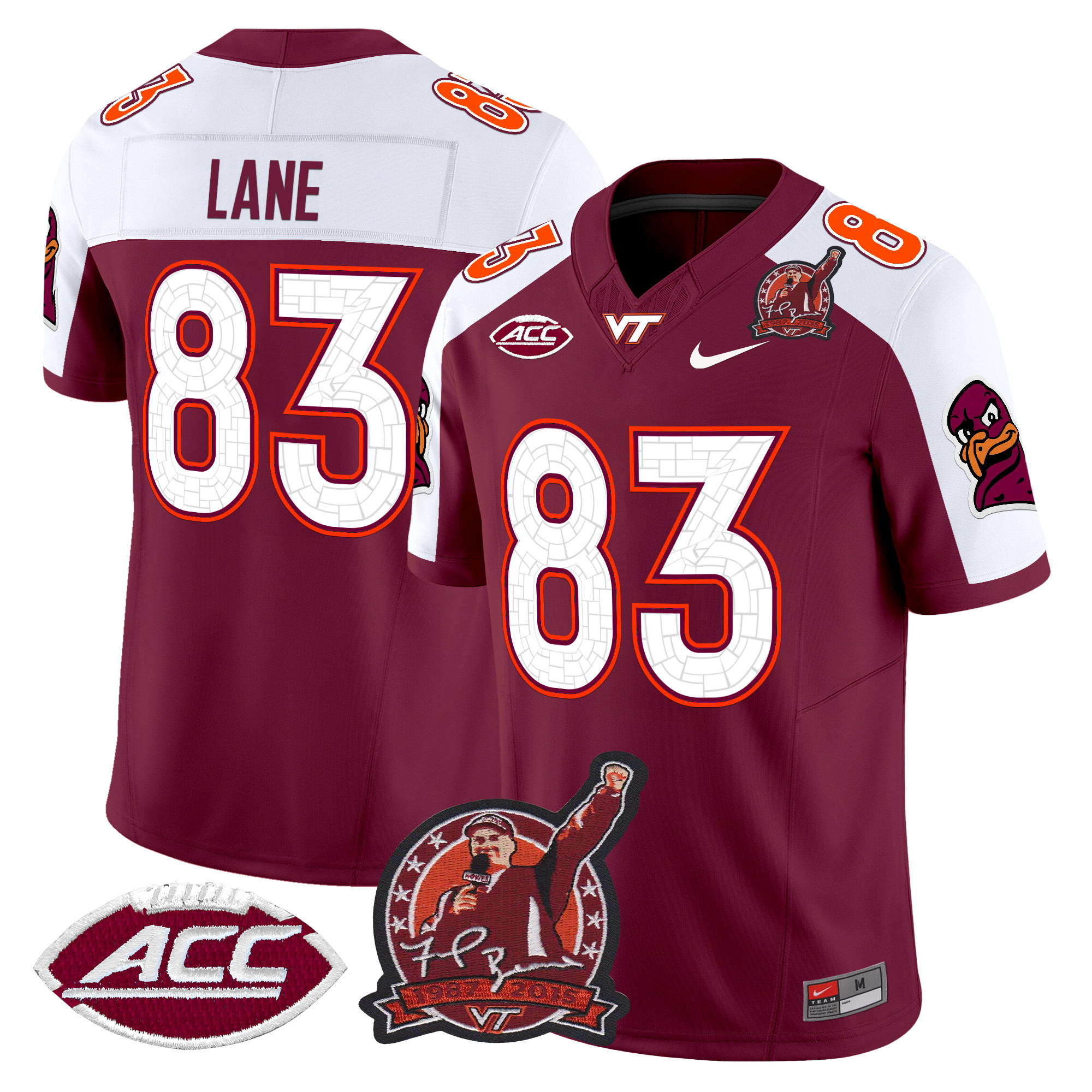 Men's Virginia Tech Hokies Coach Frank Beamer Patch 2024 Vapor Limited Jersey V2 - All Stitched