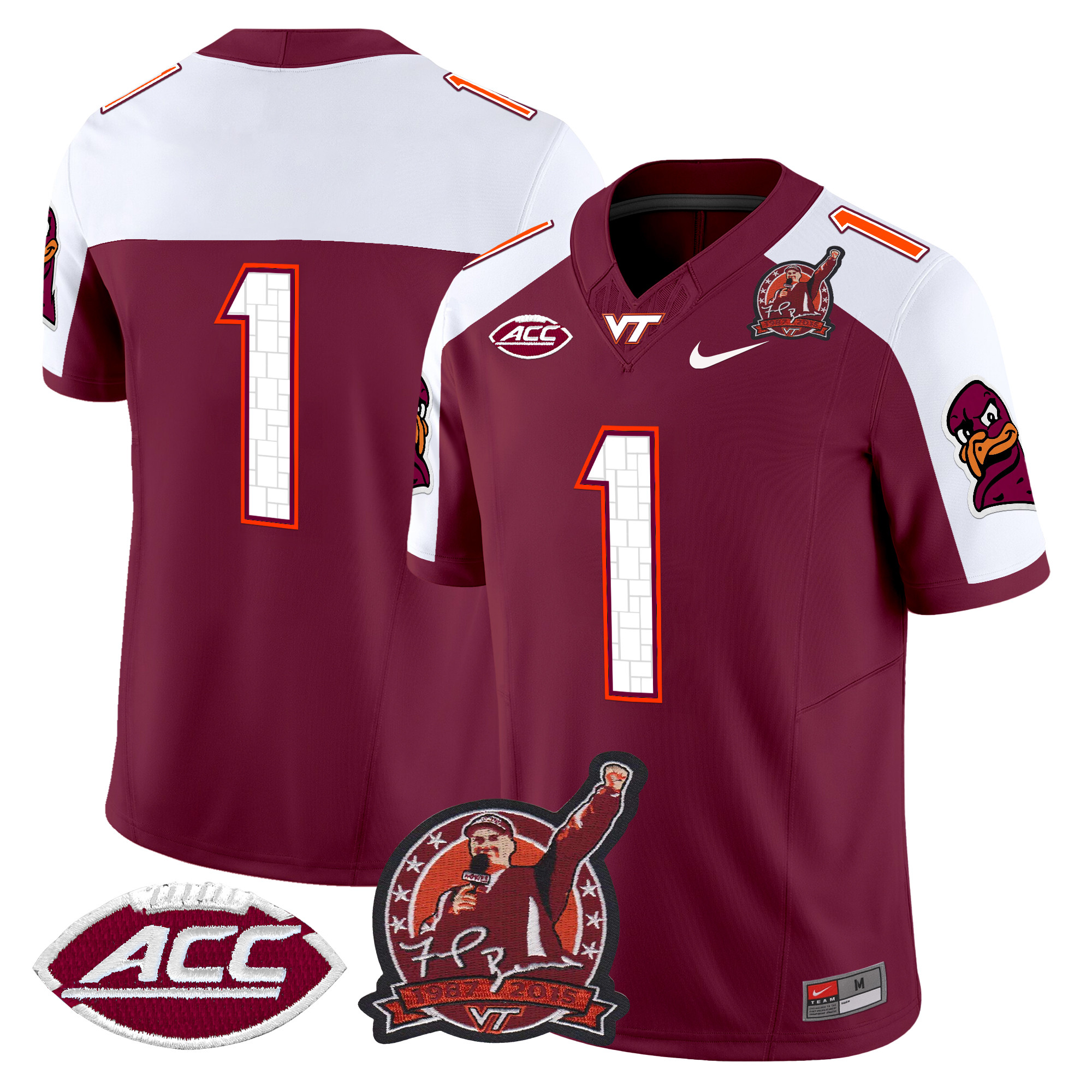 Men's Virginia Tech Hokies Coach Frank Beamer Patch 2024 Vapor Limited Jersey V2 - All Stitched