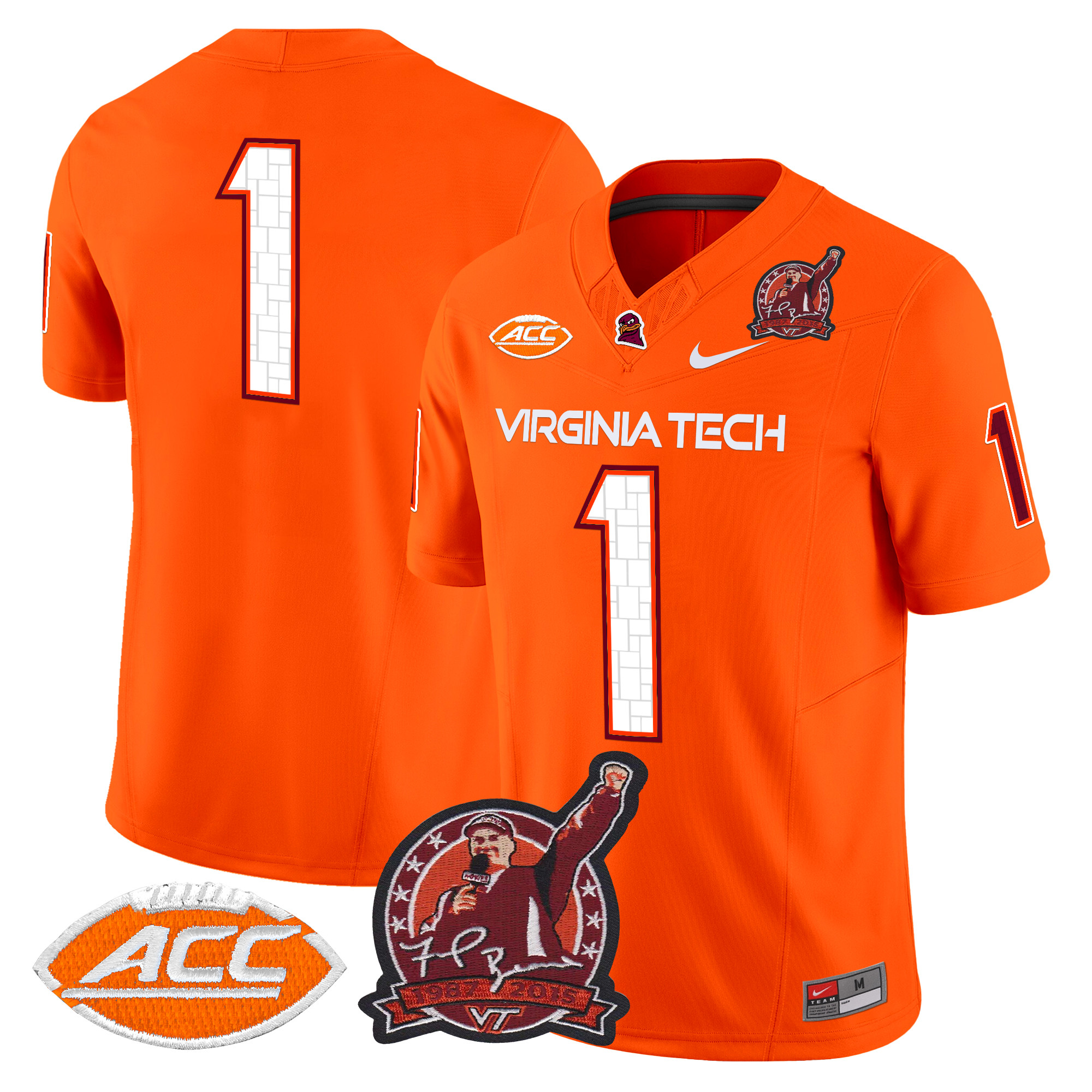 Men's Virginia Tech Hokies Coach Frank Beamer Patch 2024 Vapor Limited Jersey V2 - All Stitched