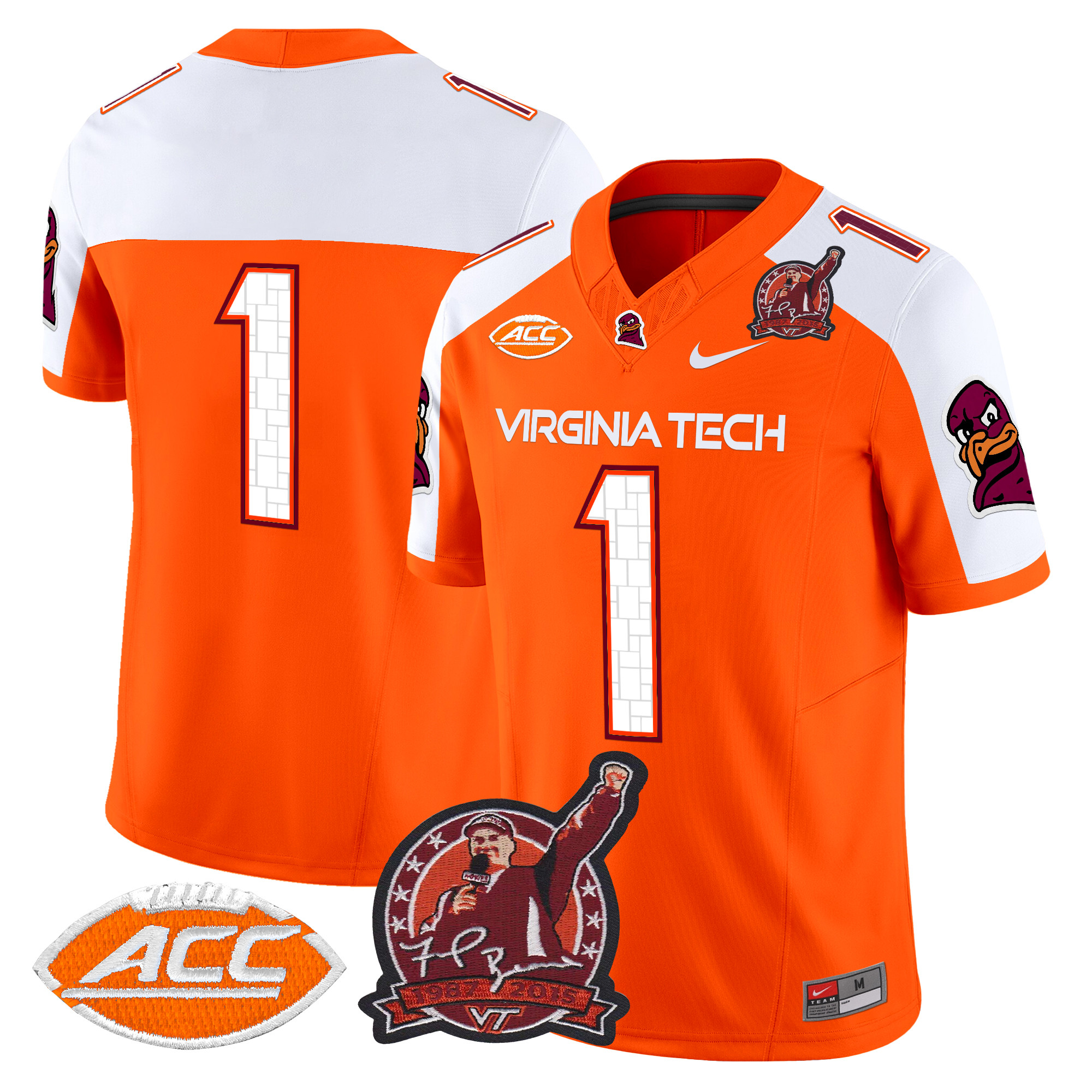 Men's Virginia Tech Hokies Coach Frank Beamer Patch 2024 Vapor Limited Jersey V2 - All Stitched