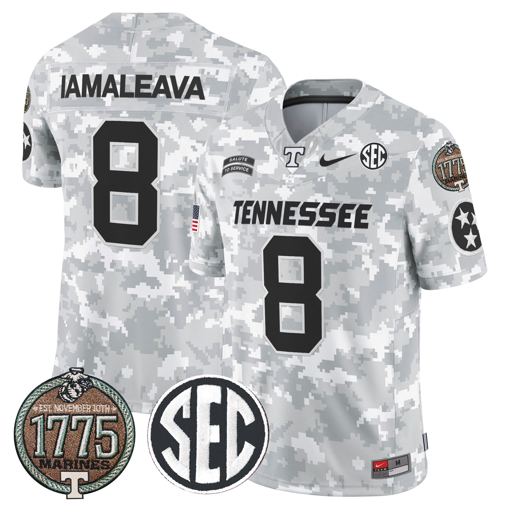 Men's Volunteers 2024 Salute to Service Establishment Year Patch Vapor Limited Jersey - All Stitched