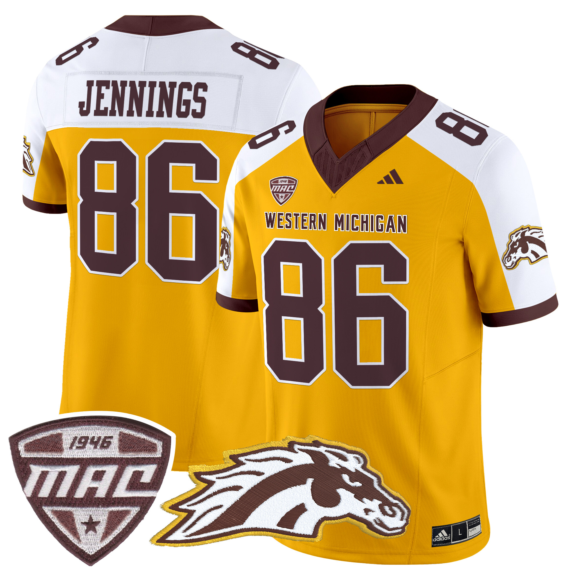Men’s Western Michigan Broncos 2024 Vapor Limited Jersey - All stitched