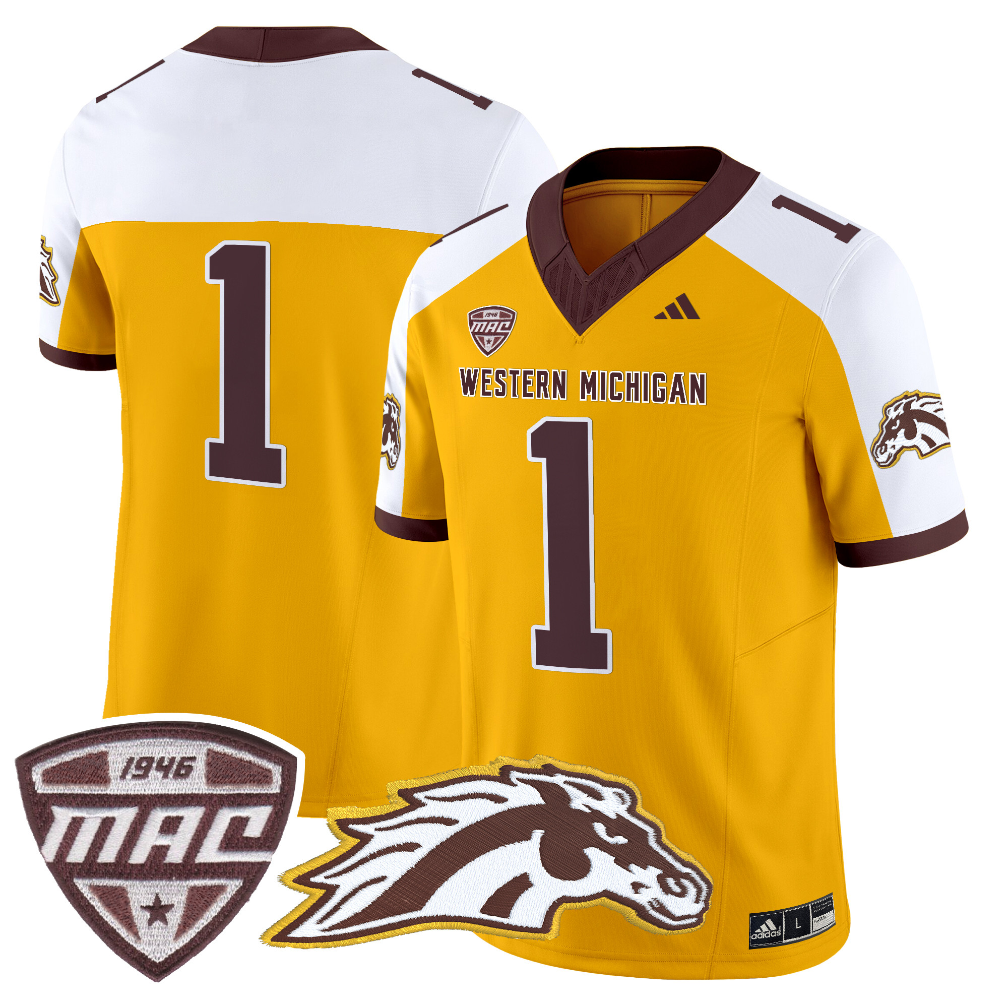 Men’s Western Michigan Broncos 2024 Vapor Limited Jersey - All stitched