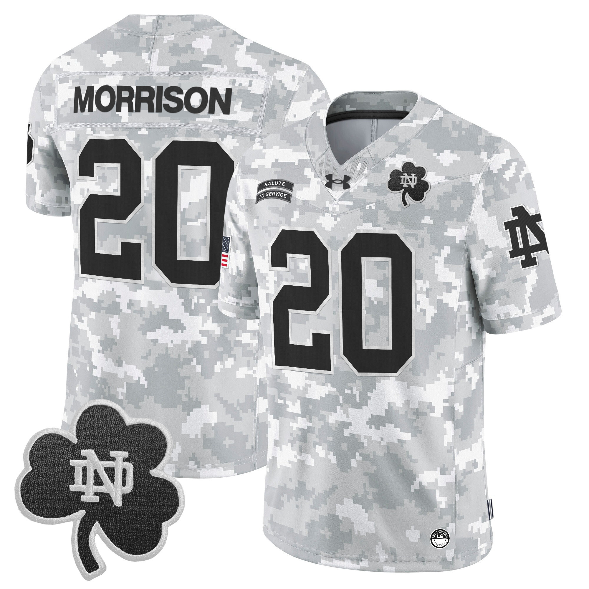 Notre Dame Fighting Irish 2024 Salute to Service Vapor Limited Jersey - Arctic Camo - All Stitched