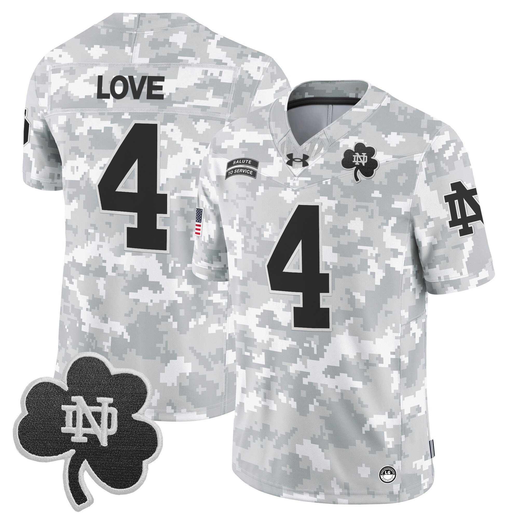 Notre Dame Fighting Irish 2024 Salute to Service Vapor Limited Jersey - Arctic Camo - All Stitched