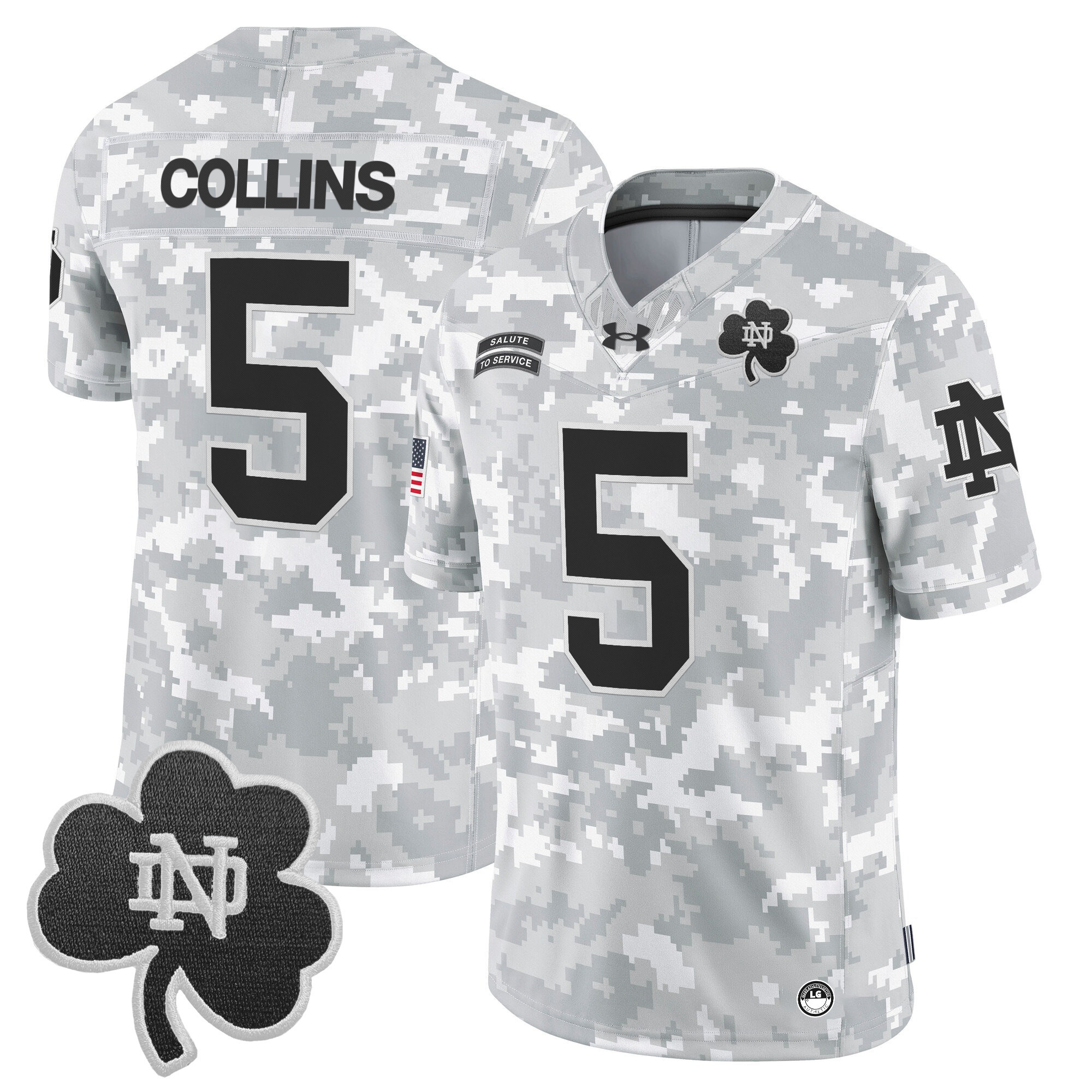 Notre Dame Fighting Irish 2024 Salute to Service Vapor Limited Jersey - Arctic Camo - All Stitched