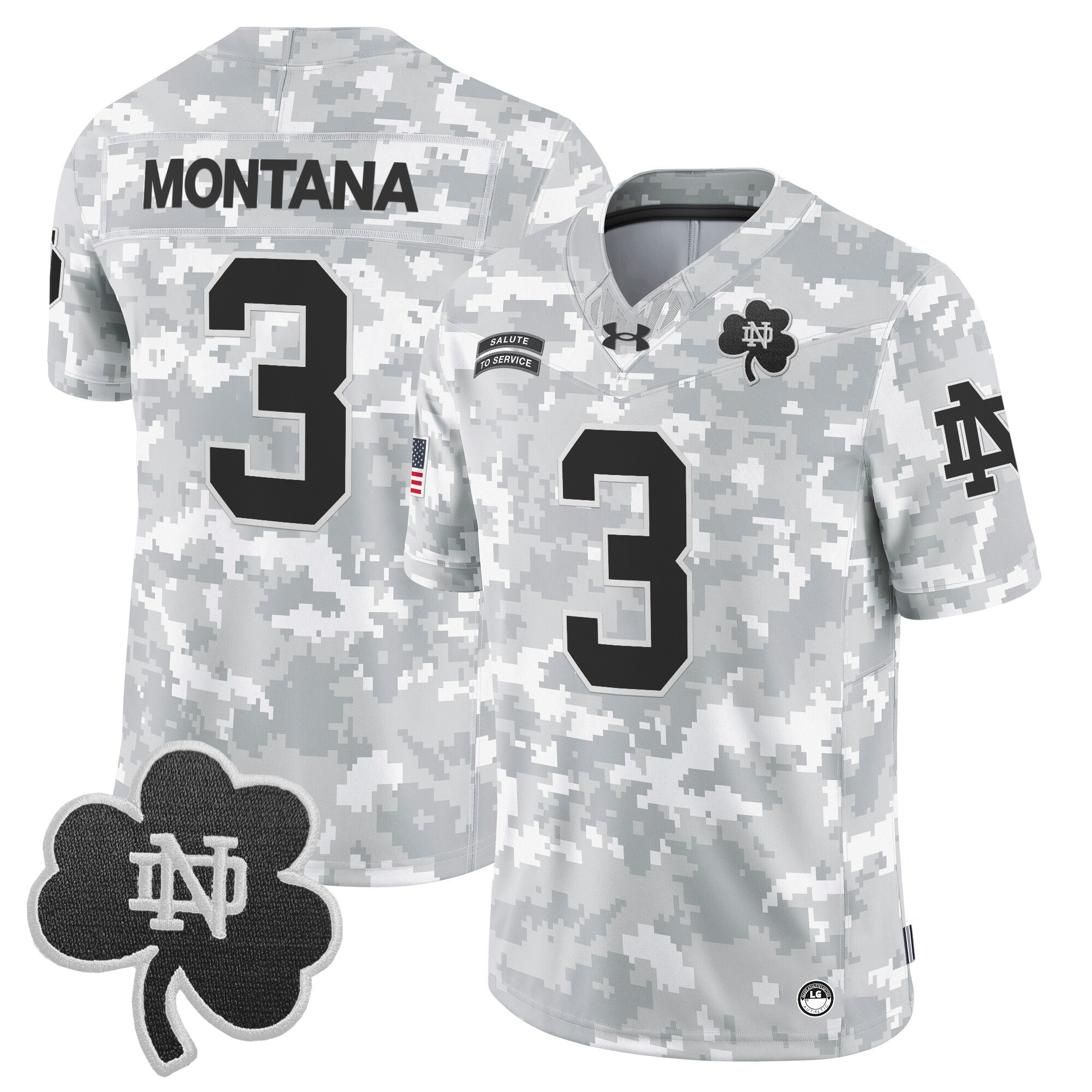 Notre Dame Fighting Irish 2024 Salute to Service Vapor Limited Jersey - Arctic Camo - All Stitched