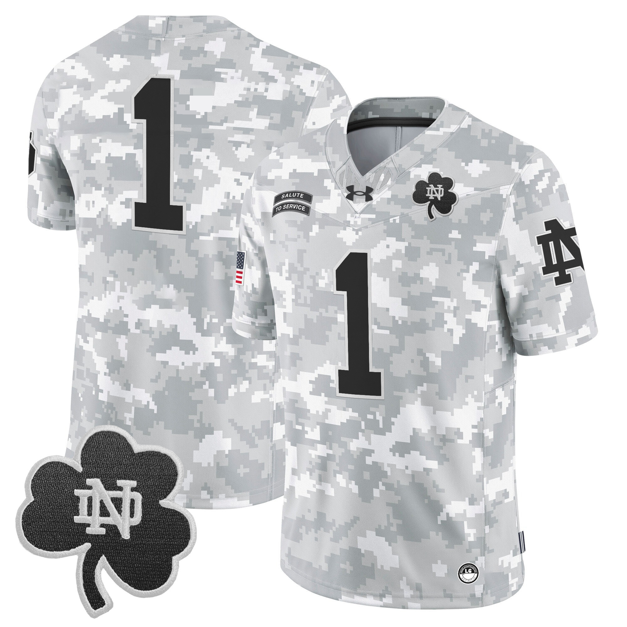 Notre Dame Fighting Irish 2024 Salute to Service Vapor Limited Jersey - Arctic Camo - All Stitched