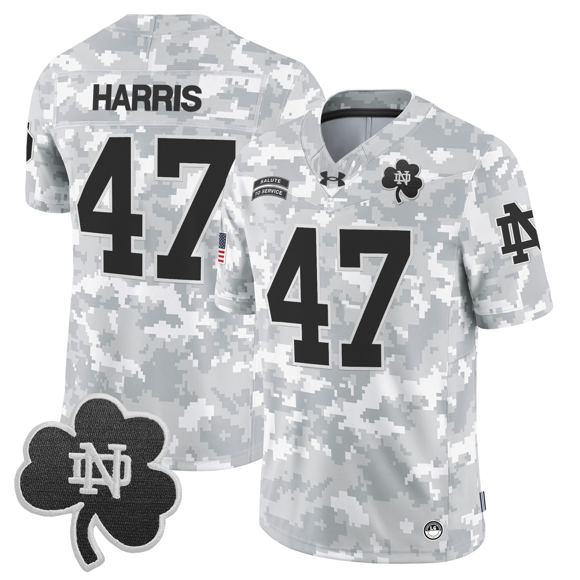 Notre Dame Fighting Irish 2024 Salute to Service Vapor Limited Jersey - Arctic Camo - All Stitched