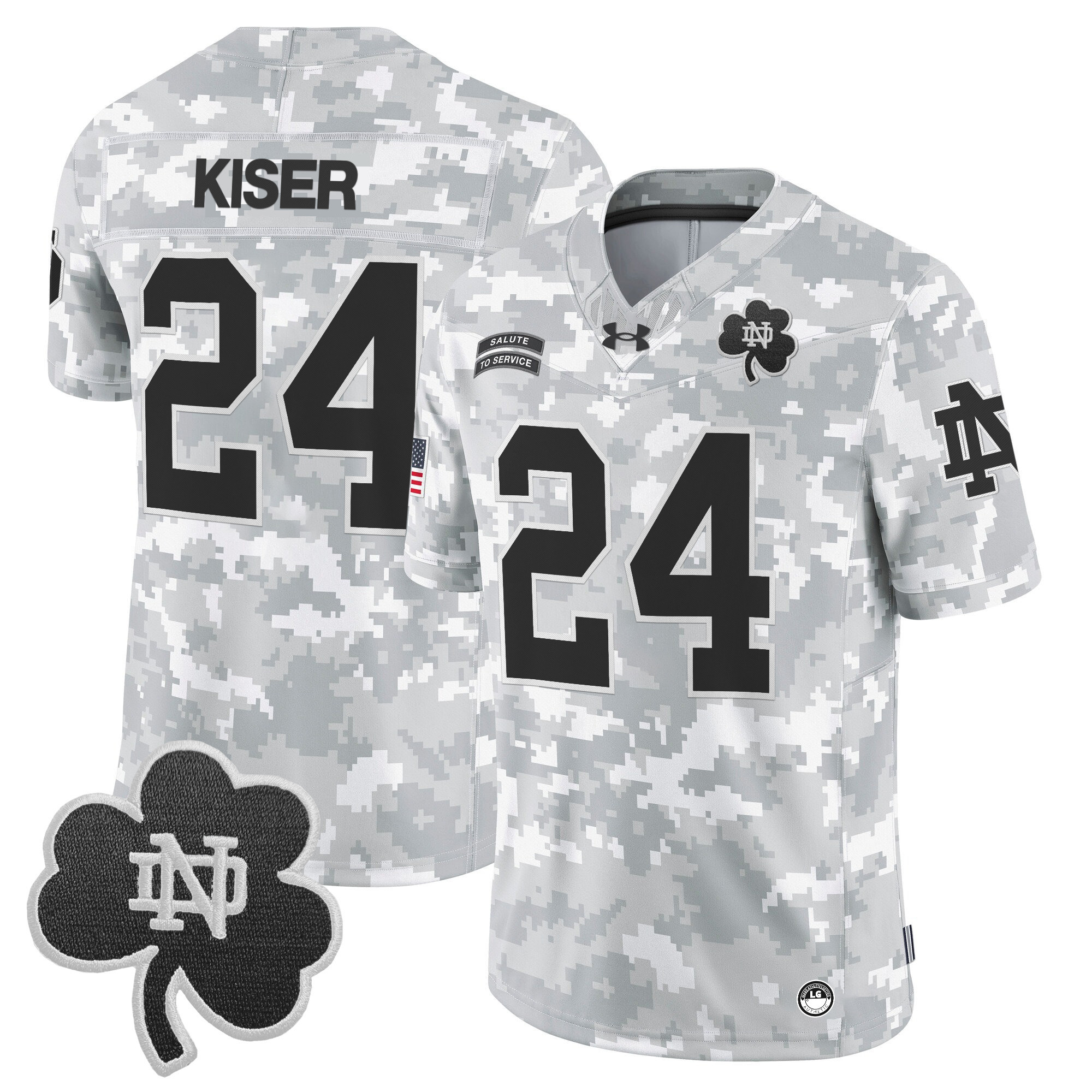 Notre Dame Fighting Irish 2024 Salute to Service Vapor Limited Jersey - Arctic Camo - All Stitched