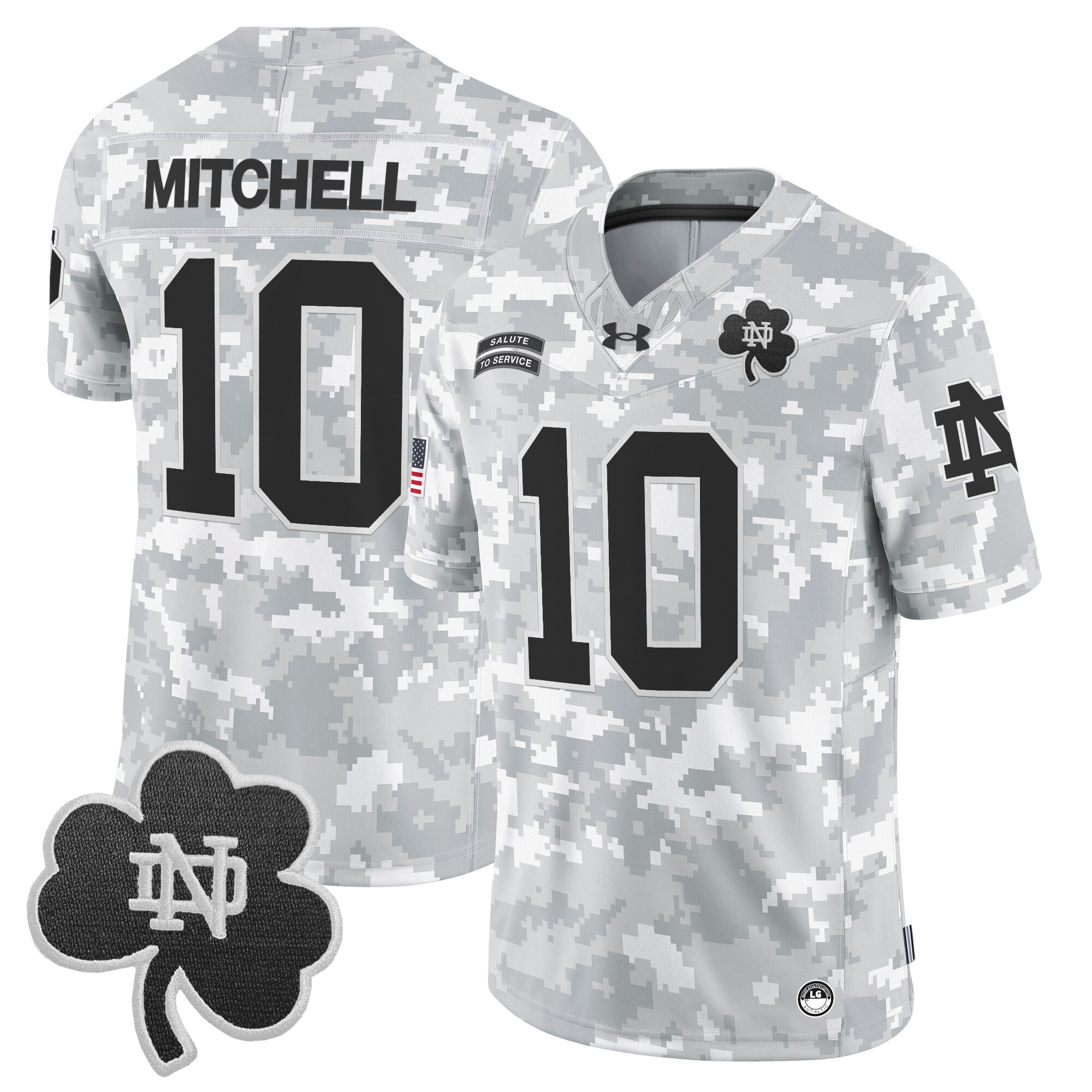 Notre Dame Fighting Irish 2024 Salute to Service Vapor Limited Jersey - Arctic Camo - All Stitched