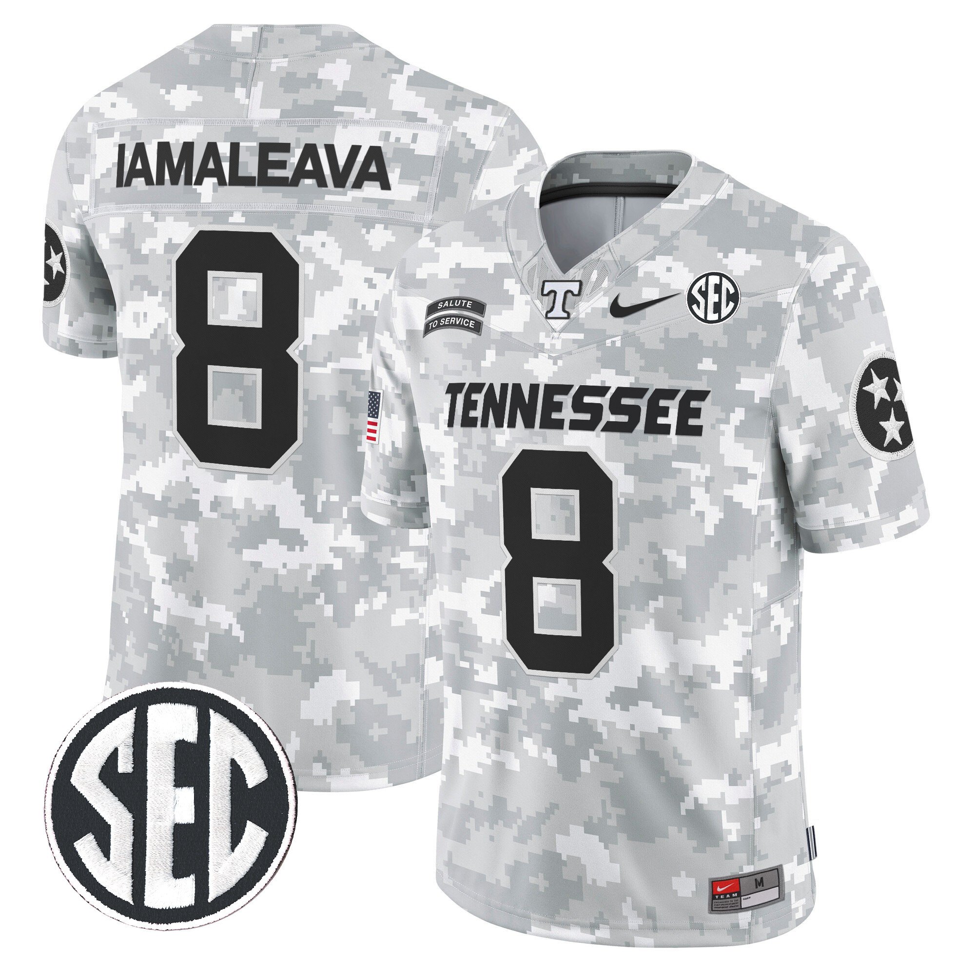 Tennessee Volunteers 2024 Salute to Service Vapor Limited Jersey - Arctic Camo - All Stitched