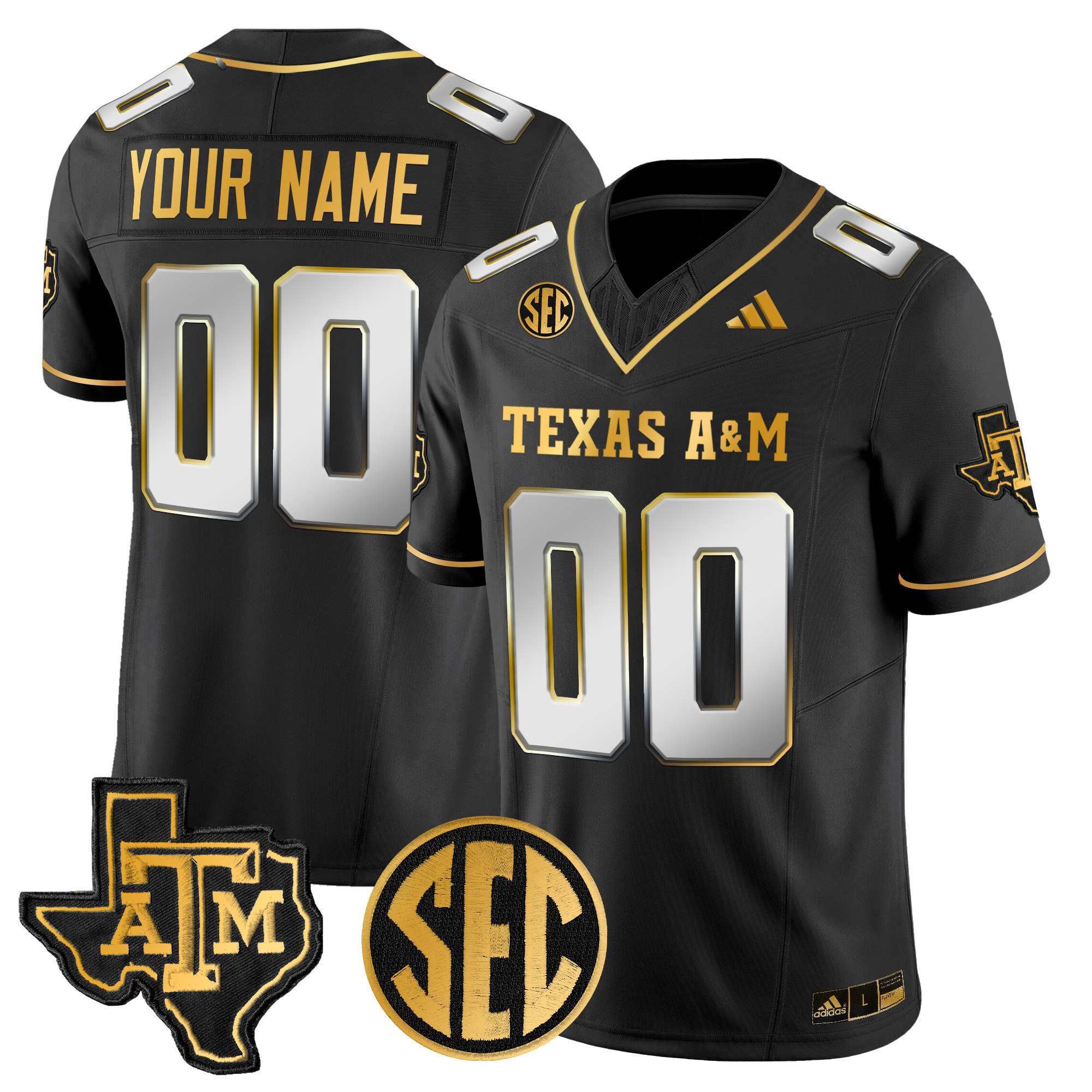 Texas A&M Aggies 2024 Gold Vapor Limited Custom Jersey - All Stitched