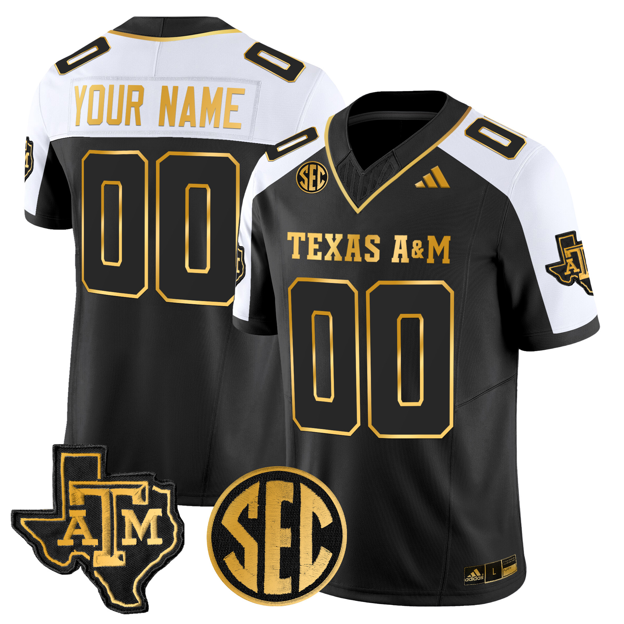 Texas A&M Aggies 2024 Gold Vapor Limited Custom Jersey - All Stitched