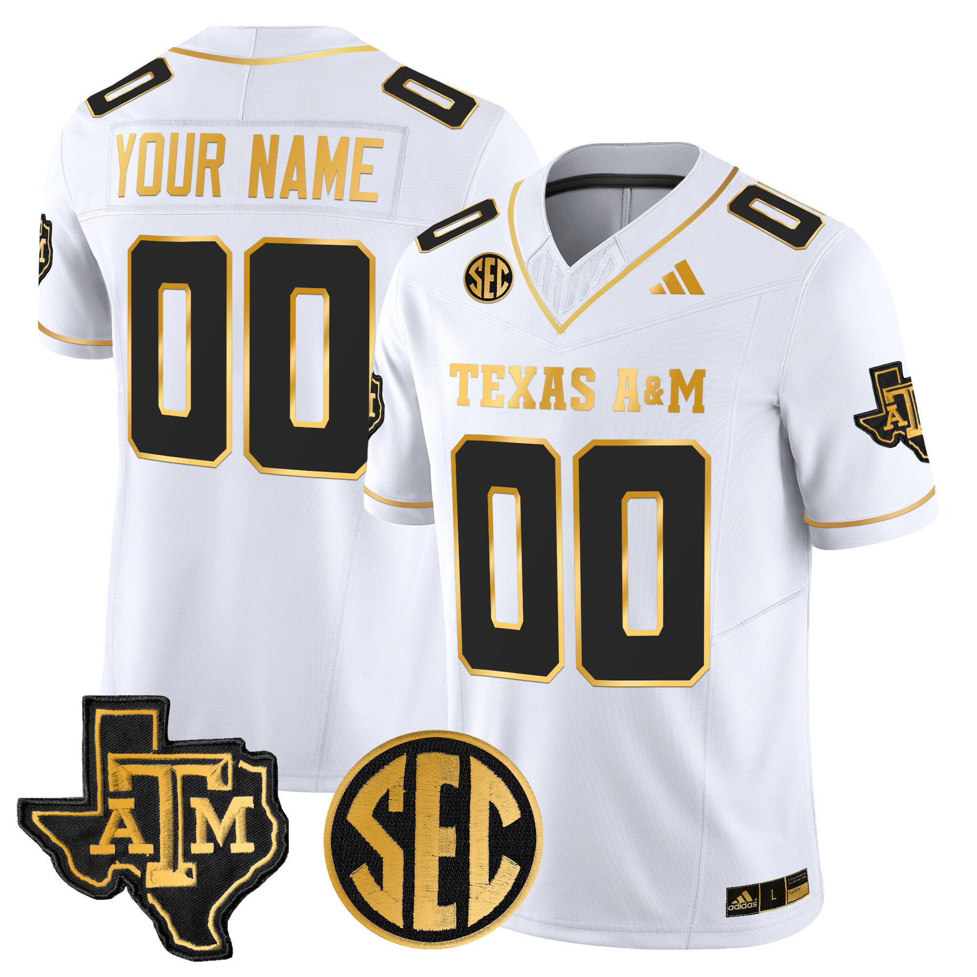 Texas A&M Aggies 2024 Gold Vapor Limited Custom Jersey - All Stitched