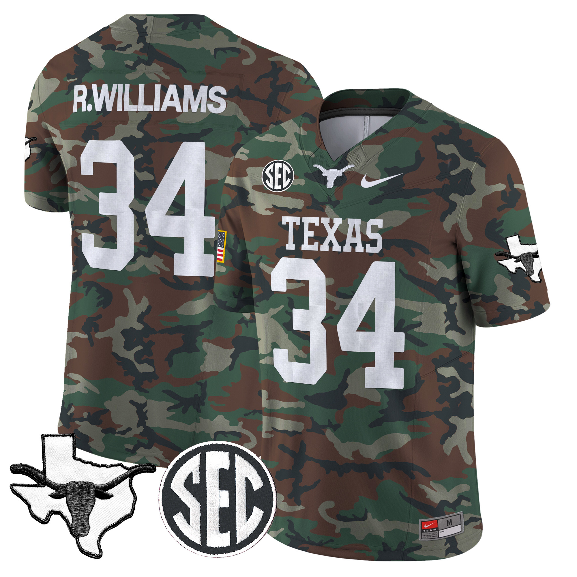 Texas Longhorns 2024 Military Vapor Limited Jersey V2 - All Stitched