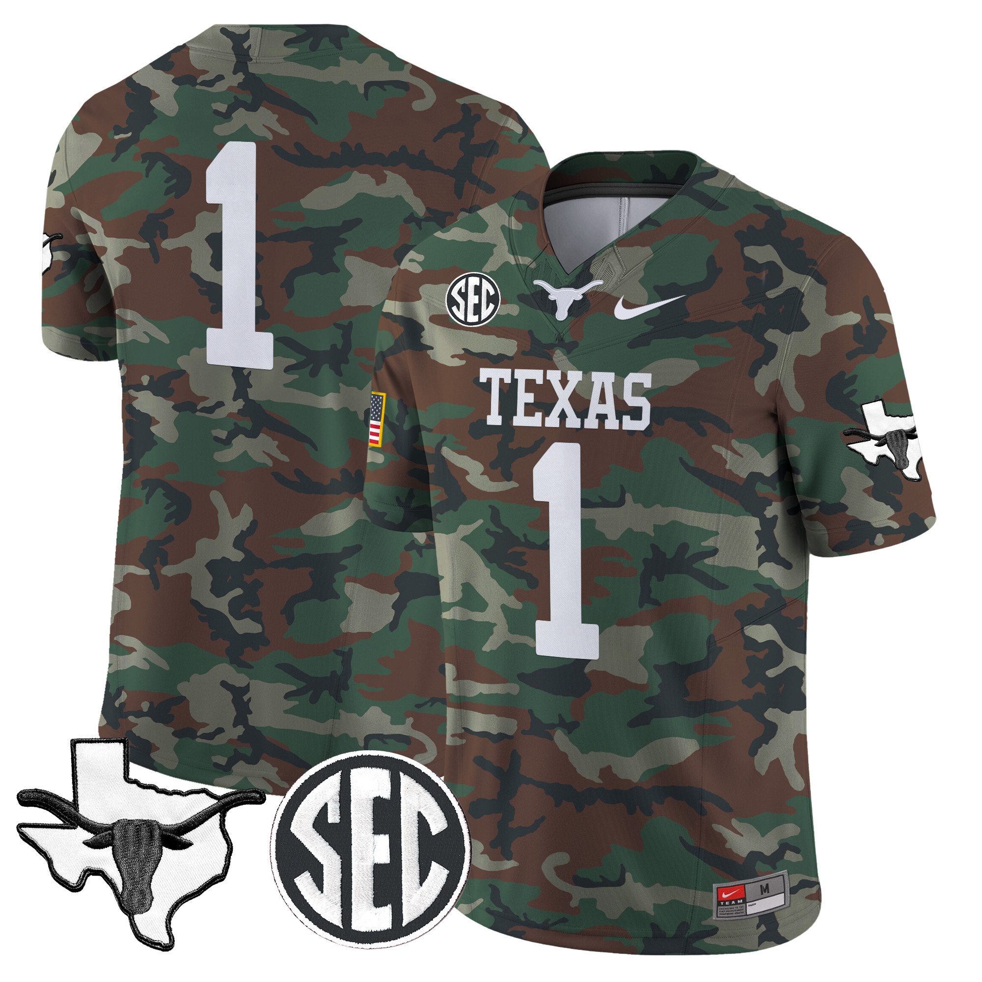 Texas Longhorns 2024 Military Vapor Limited Jersey V2 - All Stitched