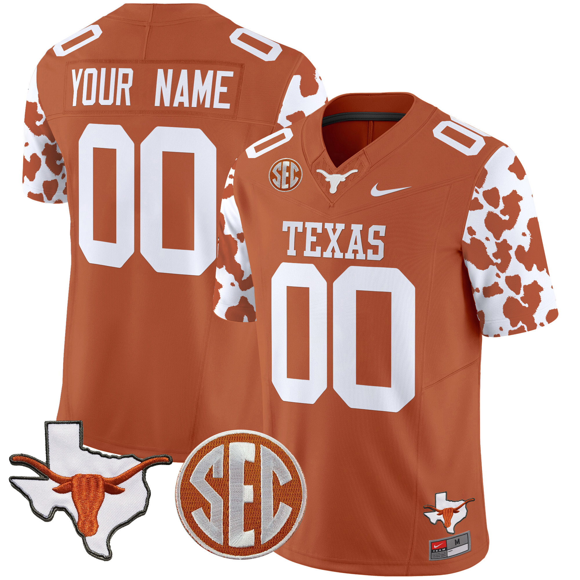 Texas Longhorns Cow Spots Vapor Limited Custom Jersey - All Stitched