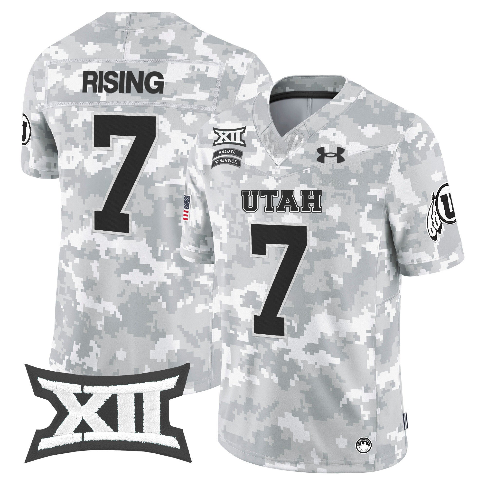 Utah Utes 2024 Salute to Service Vapor Limited Jersey - Arctic Camo - All Stitched