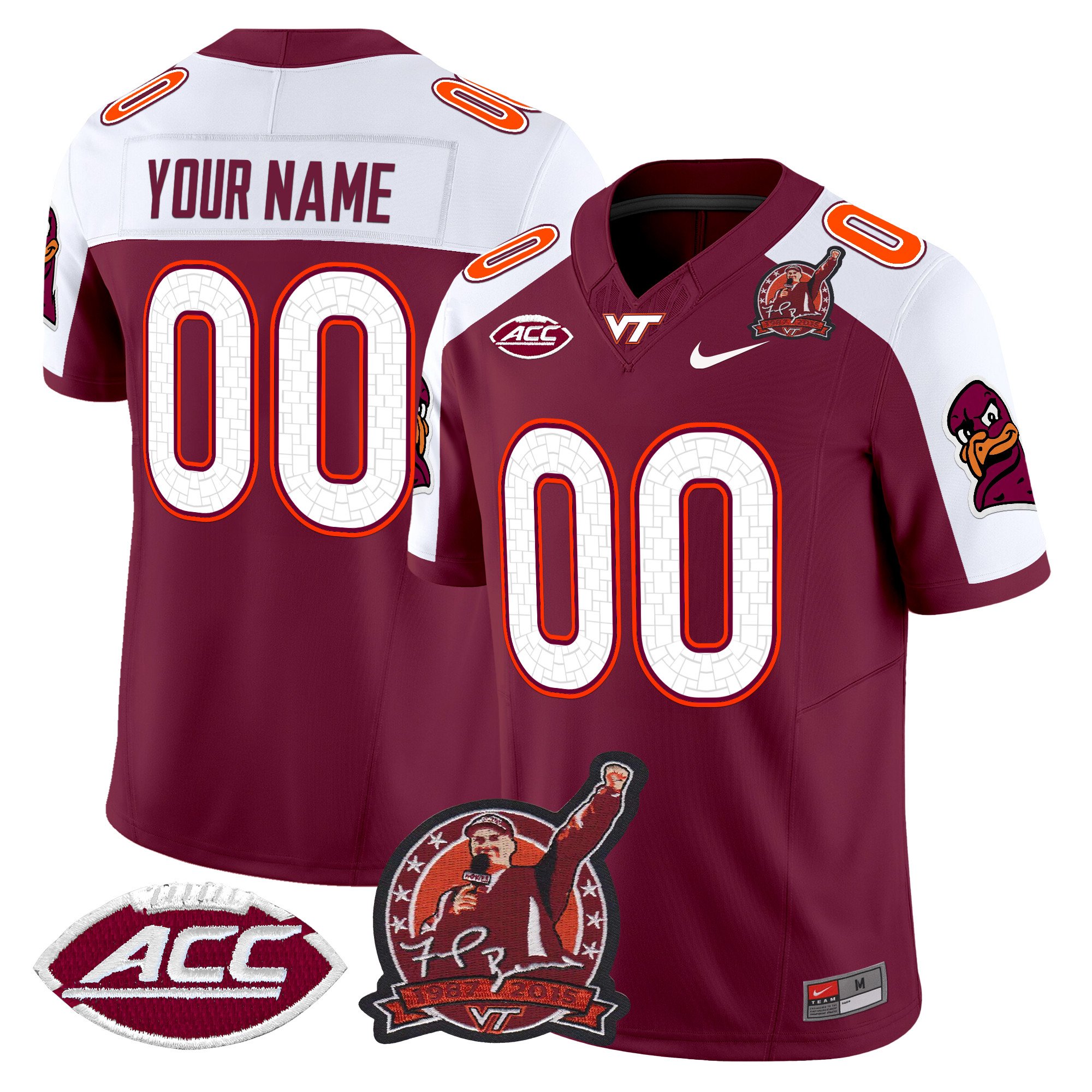 Virginia Tech Hokies Coach Frank Beamer Patch 2024 Vapor Limited Custom Jersey V2 - All Stitched