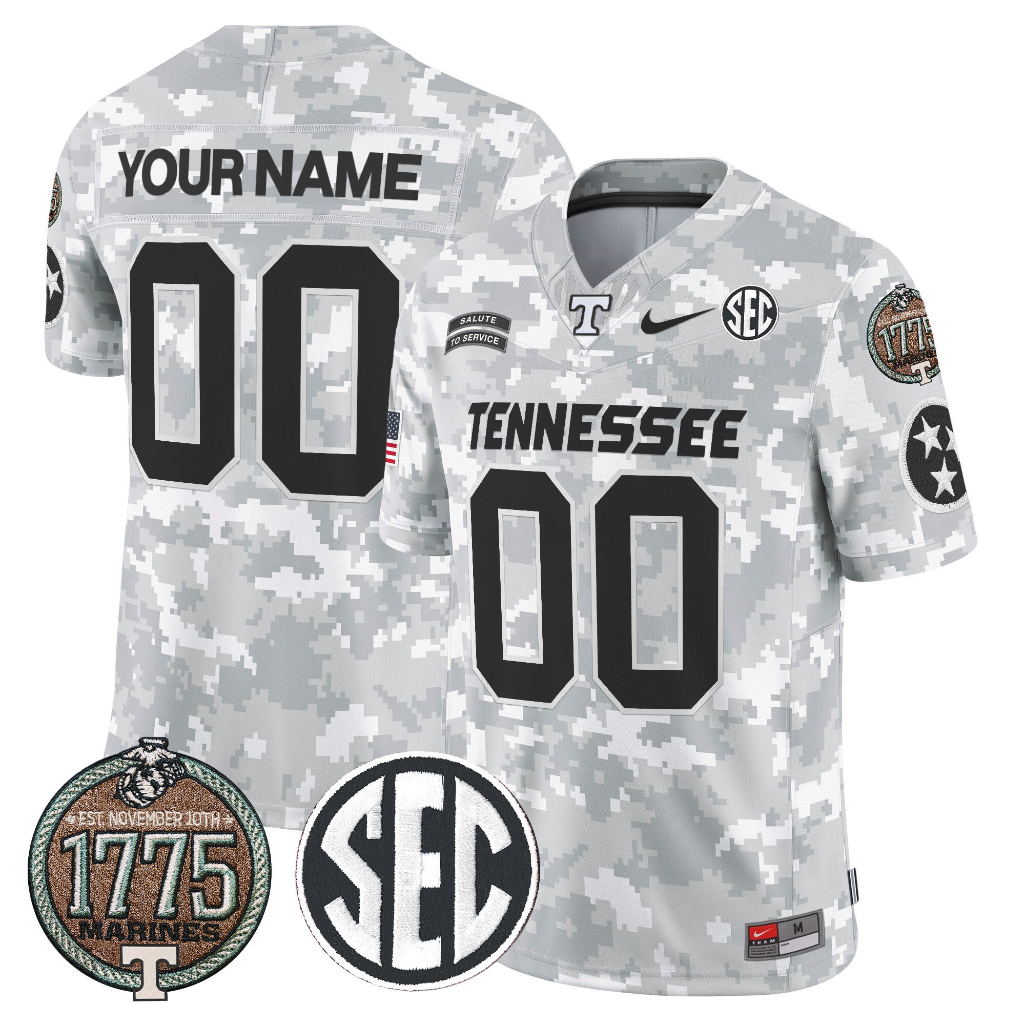 Volunteers 2024 Salute to Service Establishment Year Patch Vapor Limited Custom Jersey - All Stitched