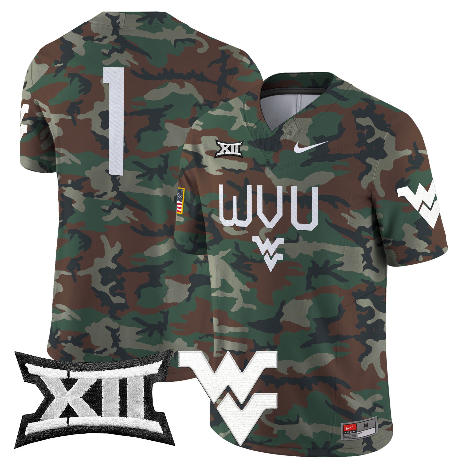 West Virginia Mountaineers 2024 Military Vapor Limited Jersey - All Stitched