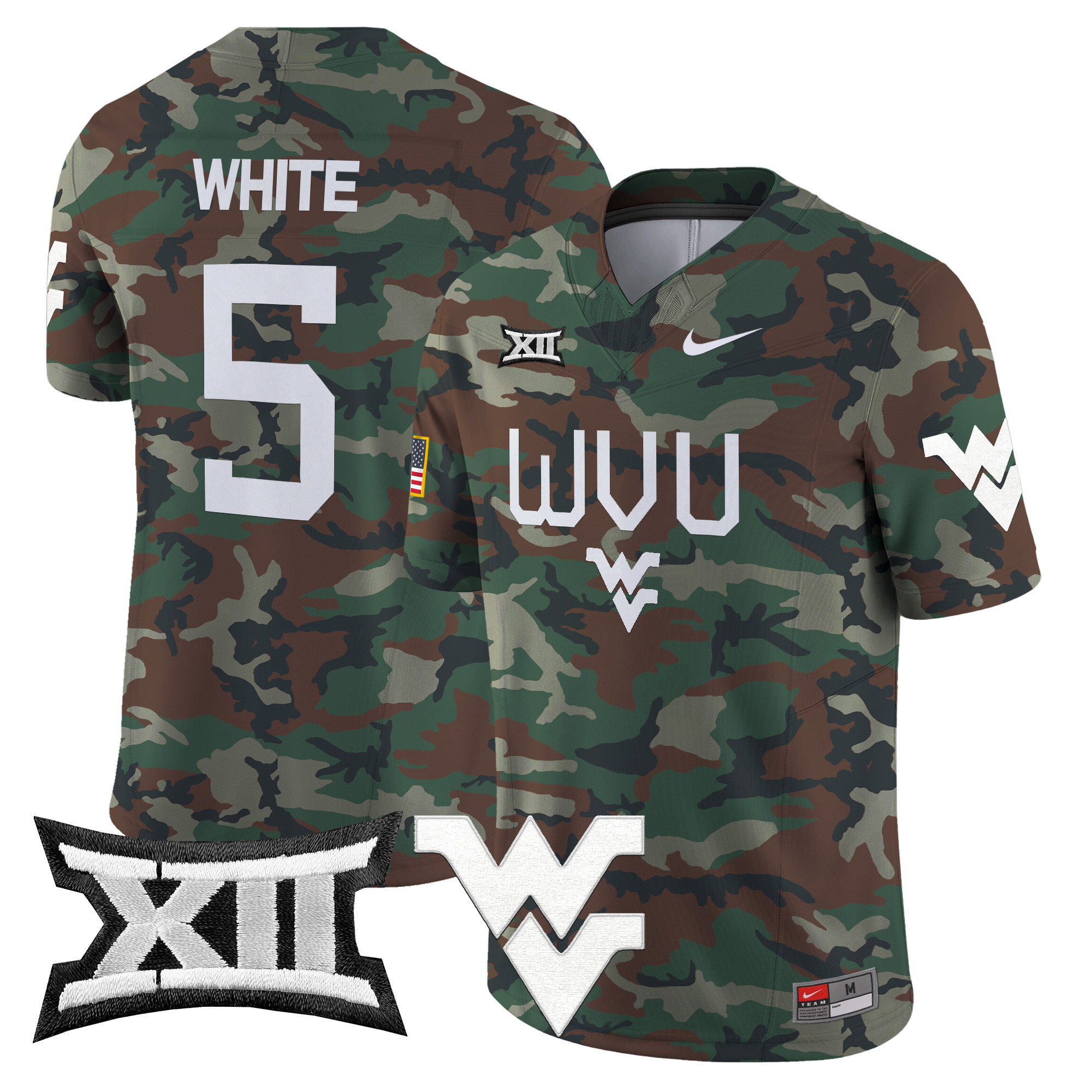 West Virginia Mountaineers 2024 Military Vapor Limited Jersey - All Stitched