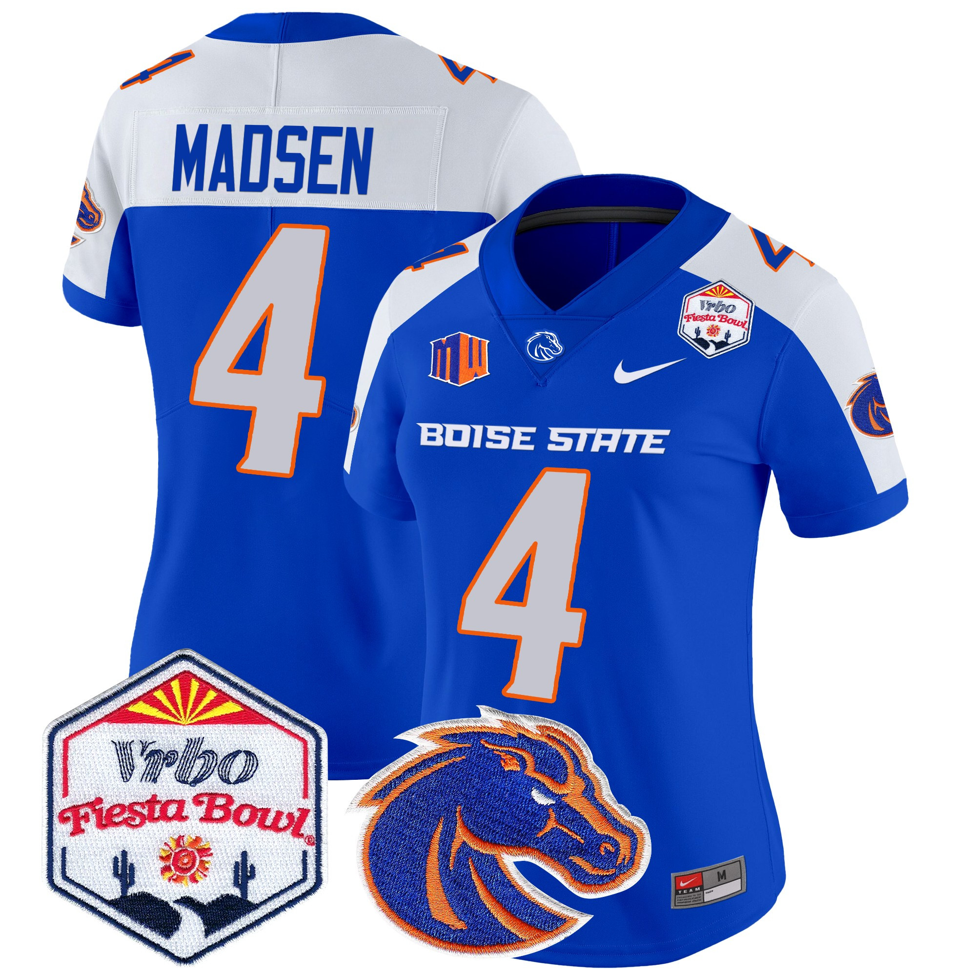 Women's Boise State Broncos 2024 The Fiesta Bowl Patch Vapor Limited Jersey - All Stitched