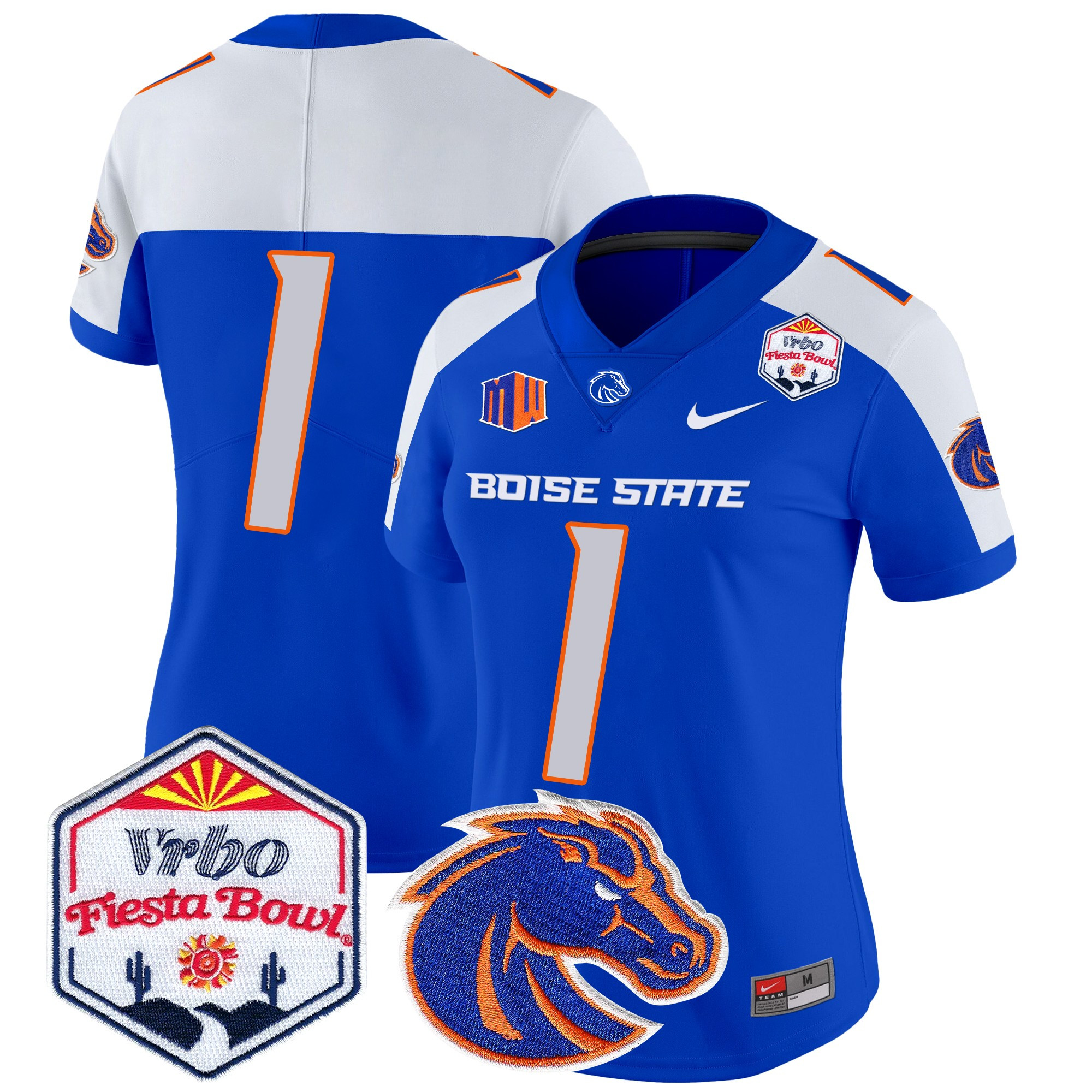 Women's Boise State Broncos 2024 The Fiesta Bowl Patch Vapor Limited Jersey - All Stitched