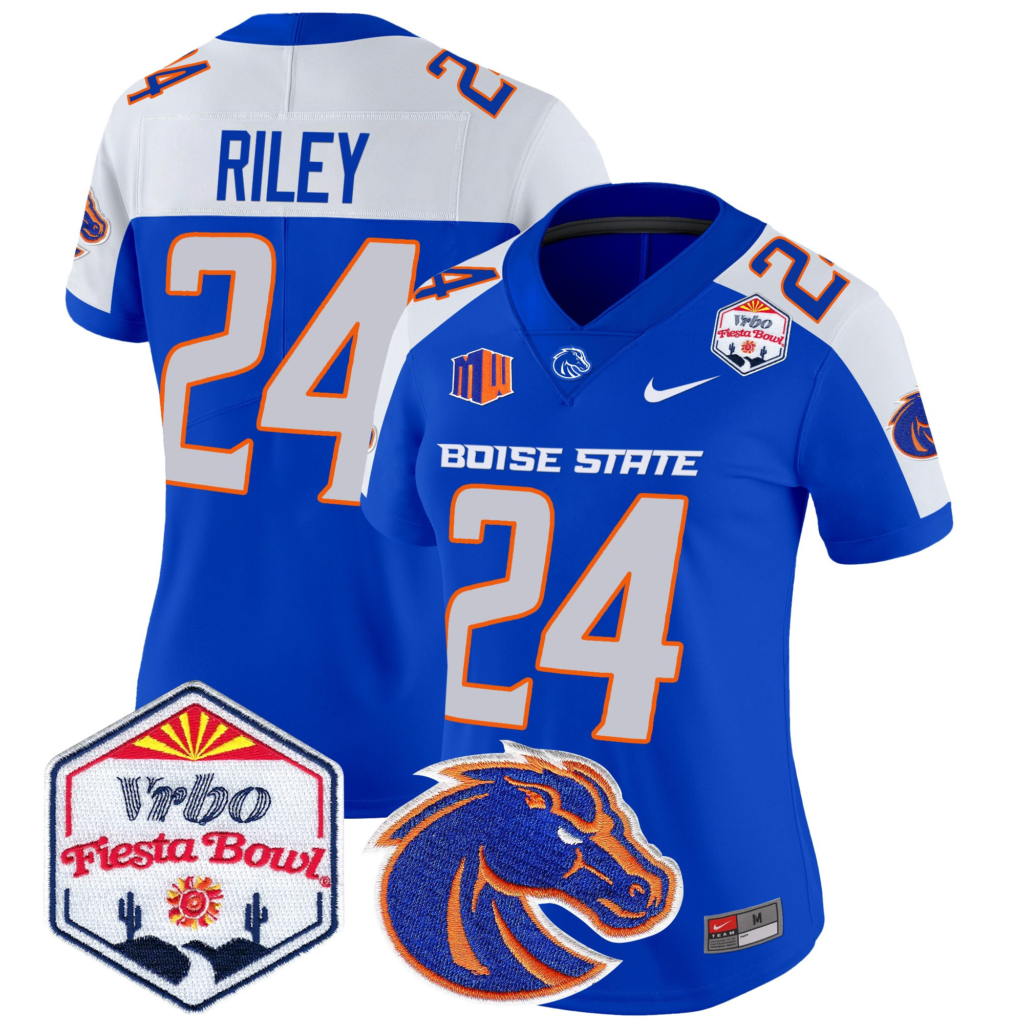 Women's Boise State Broncos 2024 The Fiesta Bowl Patch Vapor Limited Jersey - All Stitched