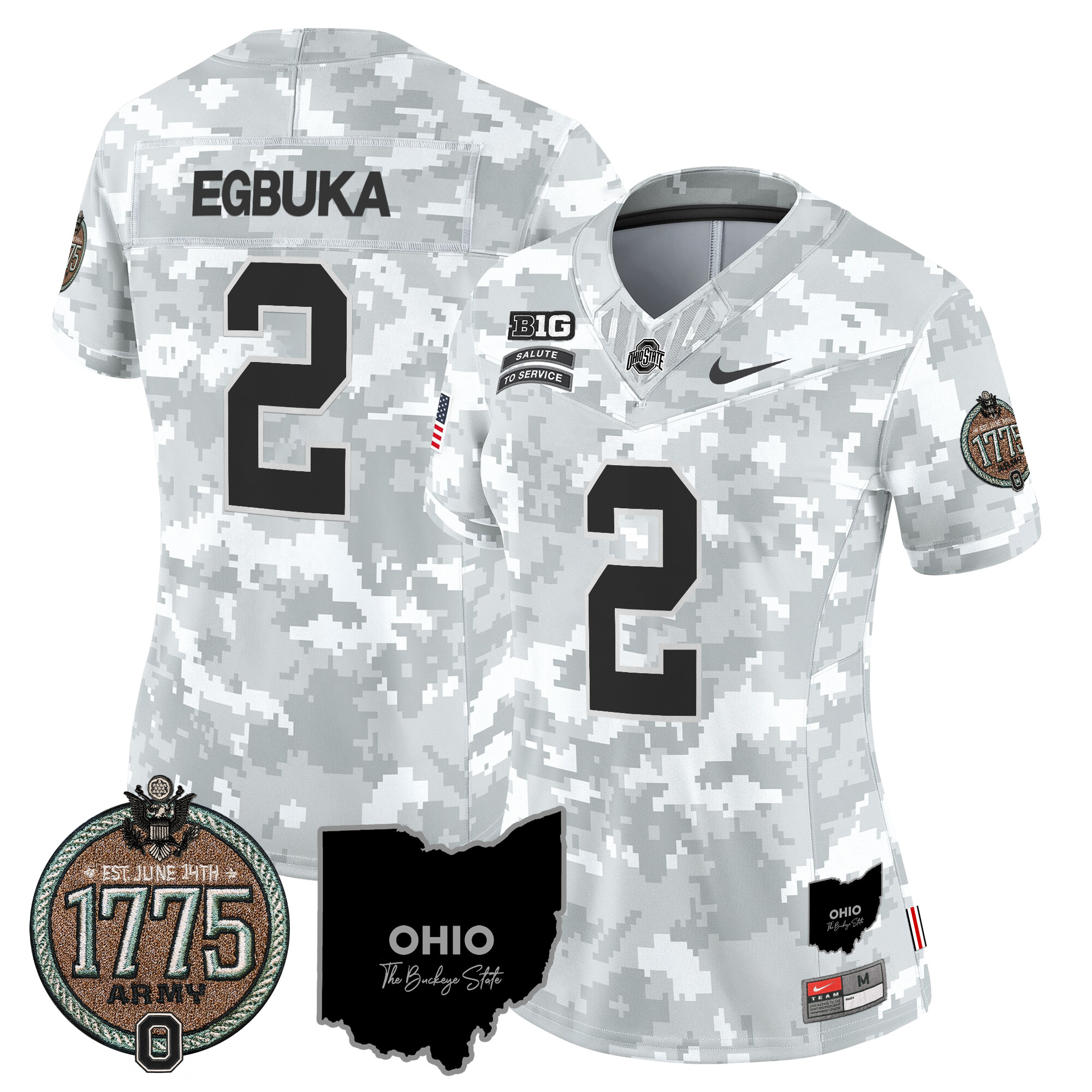 Women's Buckeyes 2024 Salute to Service Establishment Year Patch Vapor Limited Jersey - All Stitched