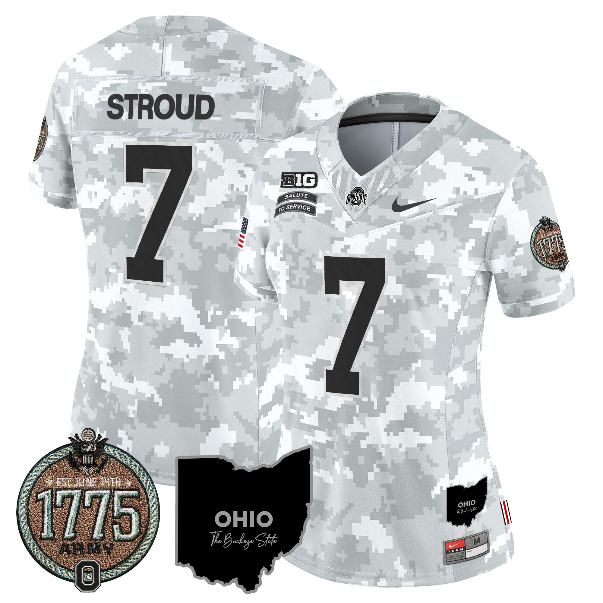 Women's Buckeyes 2024 Salute to Service Establishment Year Patch Vapor Limited Jersey - All Stitched